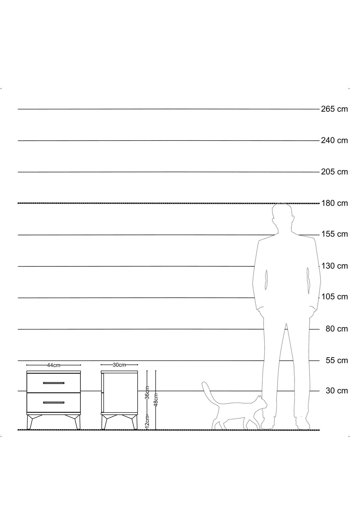 Arges Komodin 2 Çekmeceli 44x30x48 Çam-Çam