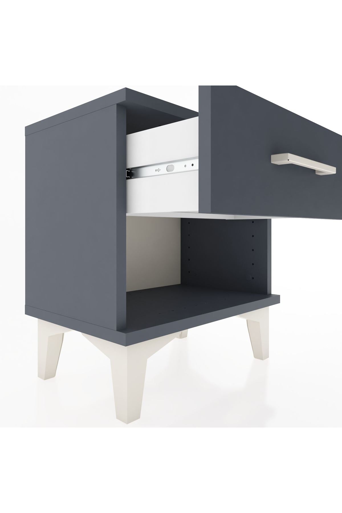 Arges Komodin Tek Çekmeceli 44x30x48 Antrasit-Antrasit