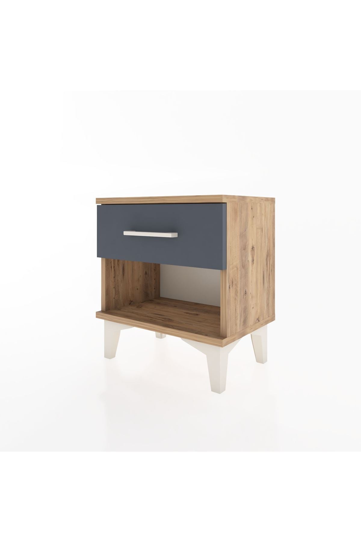 Arges Komodin Tek Çekmeceli 44x30x48 Çam-Antrasit