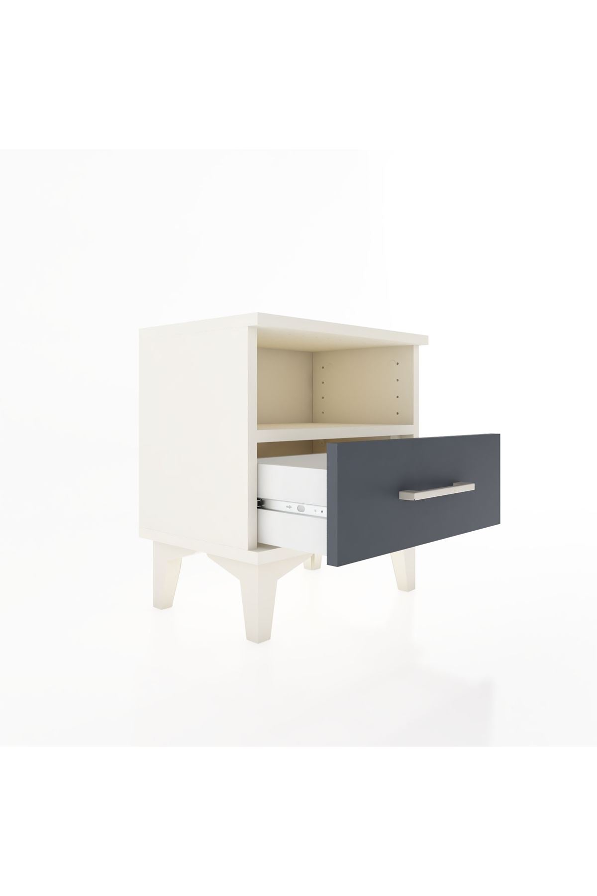 Arges Komodin Tek Raflı Tek Çekmeceli 44x30x48 Aytaşı-Antrasit