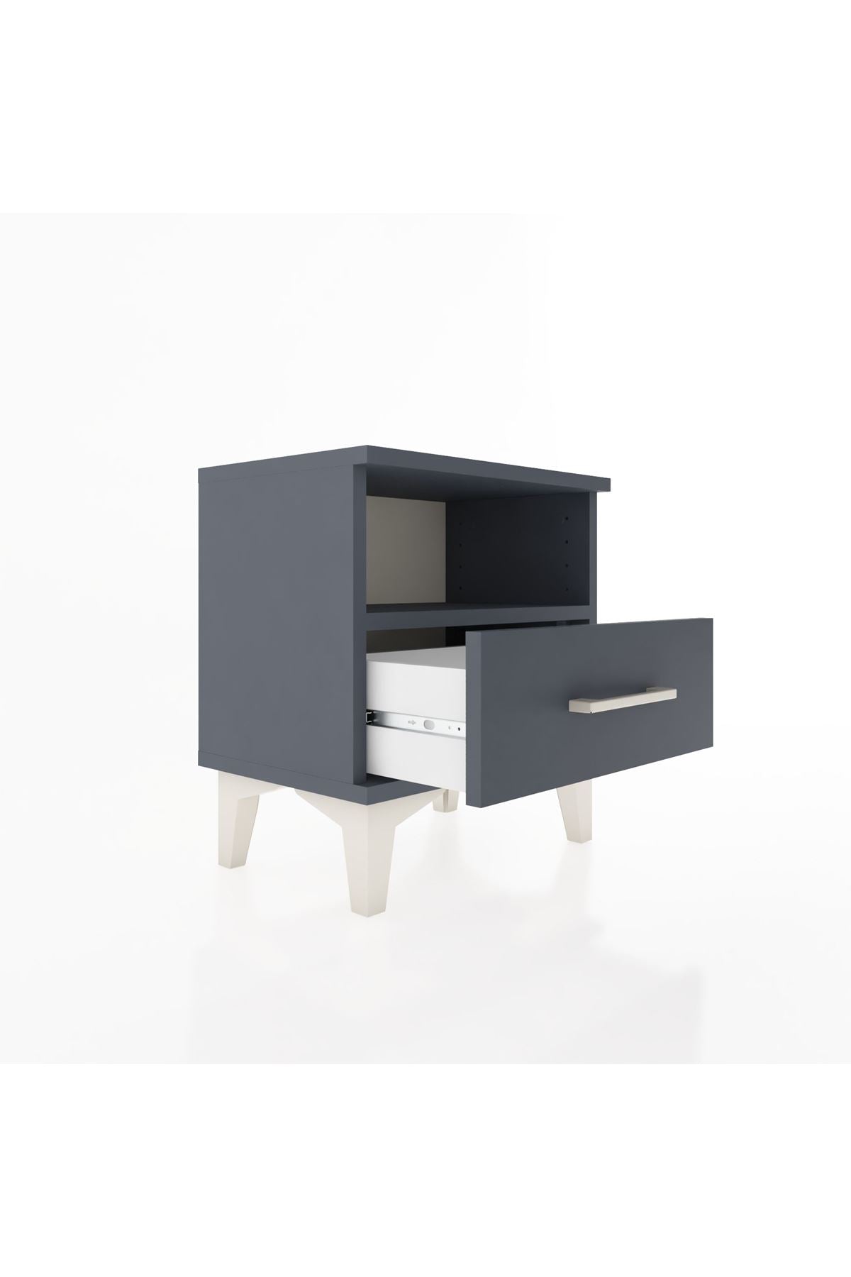 Arges Komodin Tek Raflı Tek Çekmeceli 44x30x48 Antrasit-Antrasit