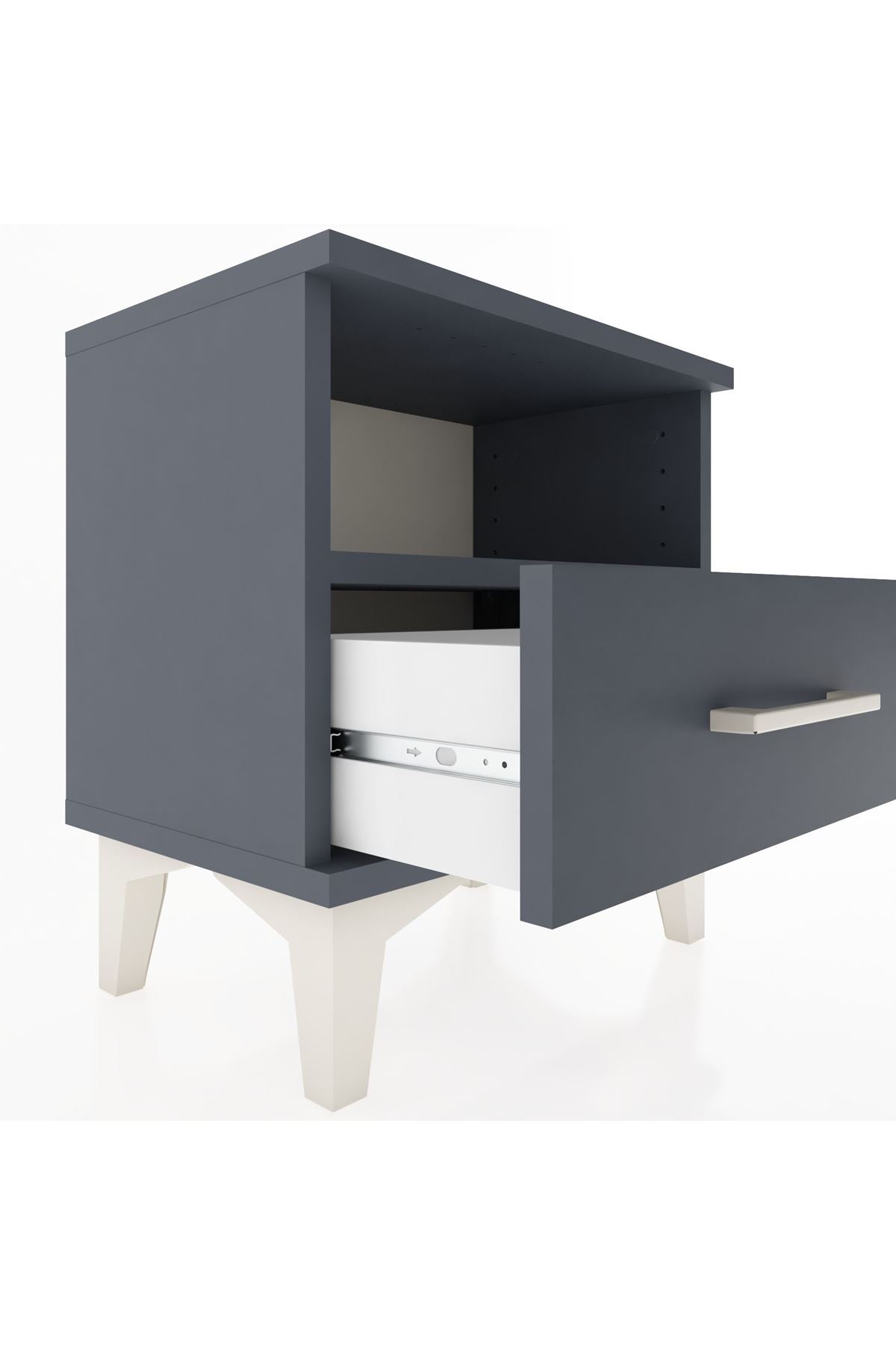 Arges Komodin Tek Raflı Tek Çekmeceli 44x30x48 Antrasit-Antrasit