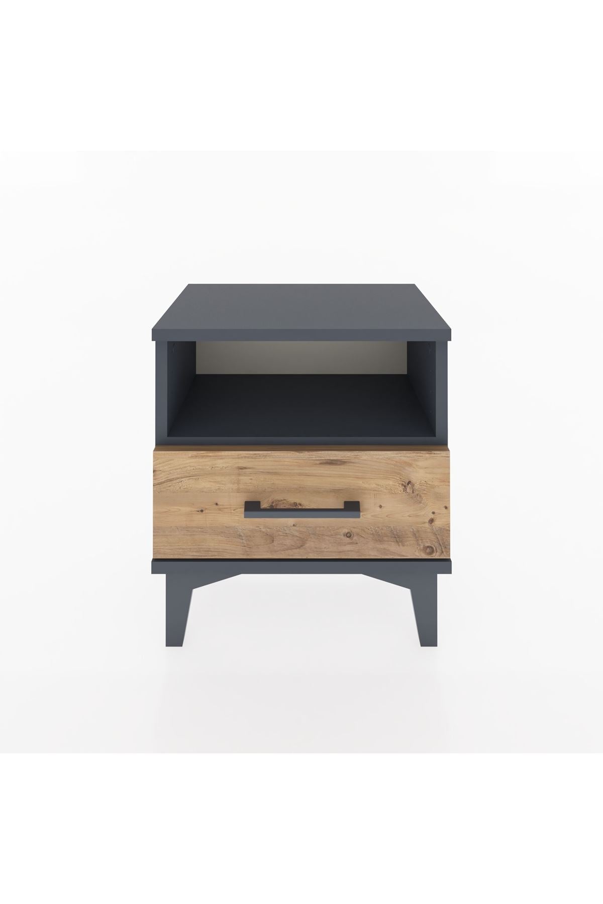 Arges Komodin Tek Raflı Tek Çekmeceli 44x30x48 Antrasit-Çam