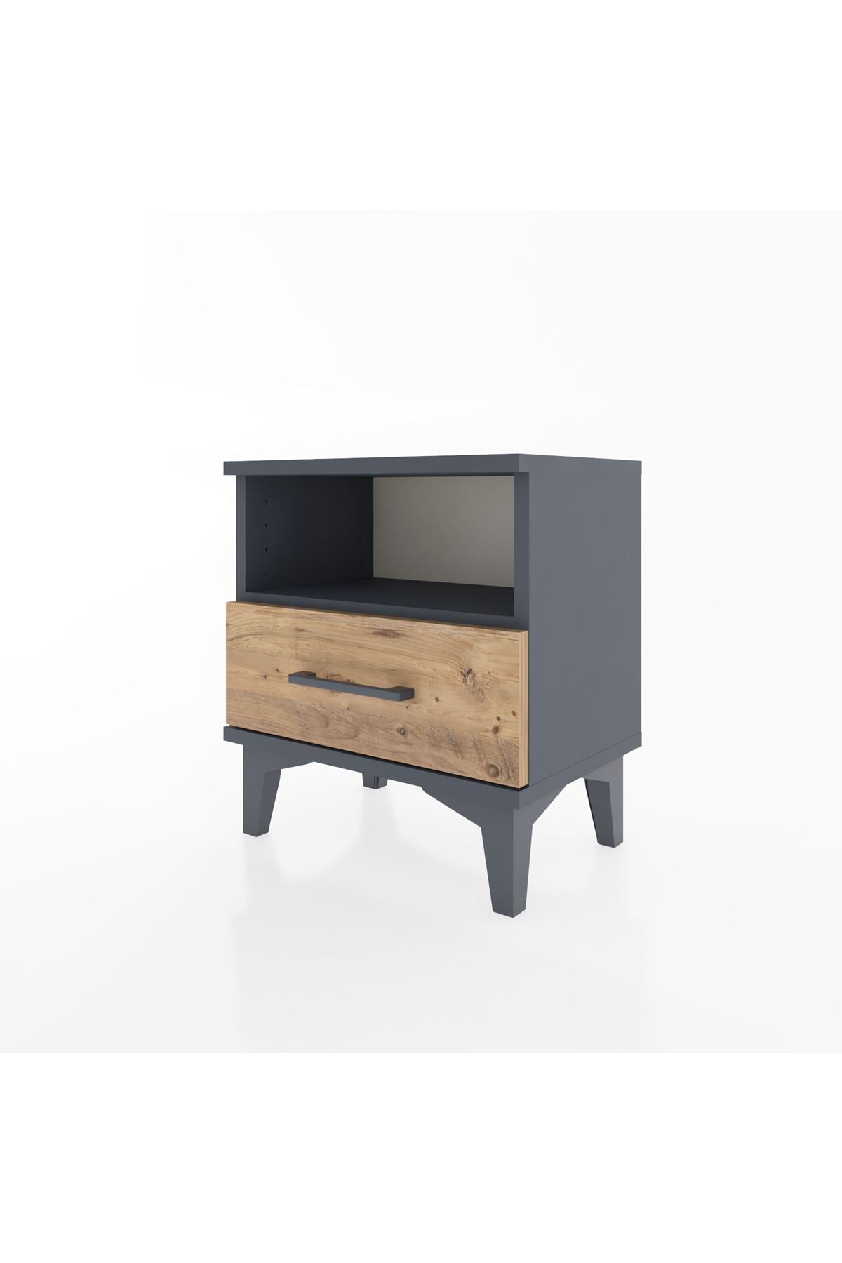 Arges Komodin Tek Raflı Tek Çekmeceli 44x30x48 Antrasit-Çam