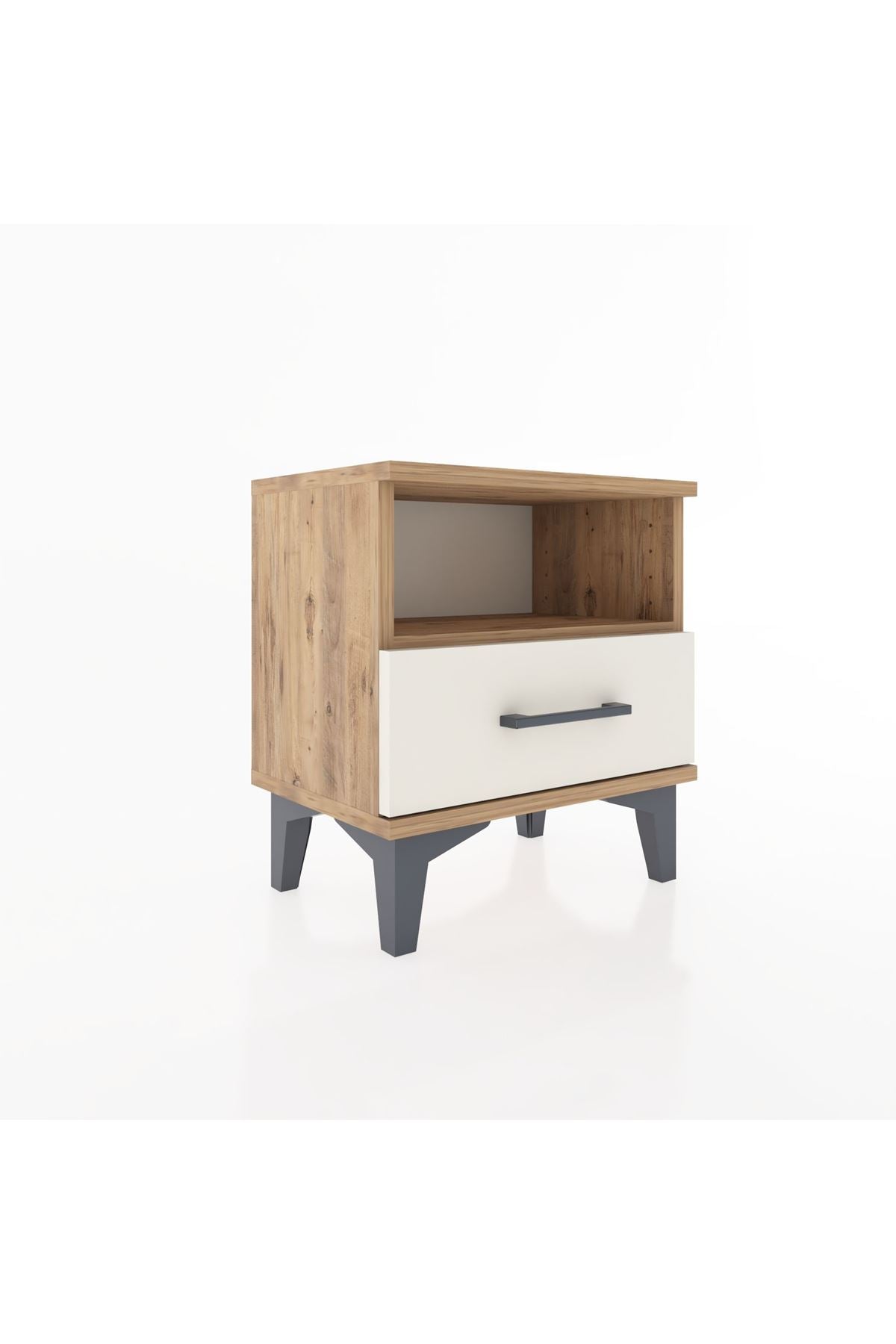 Arges Komodin Tek Raflı Tek Çekmeceli 44x30x48 Çam-Aytaşı