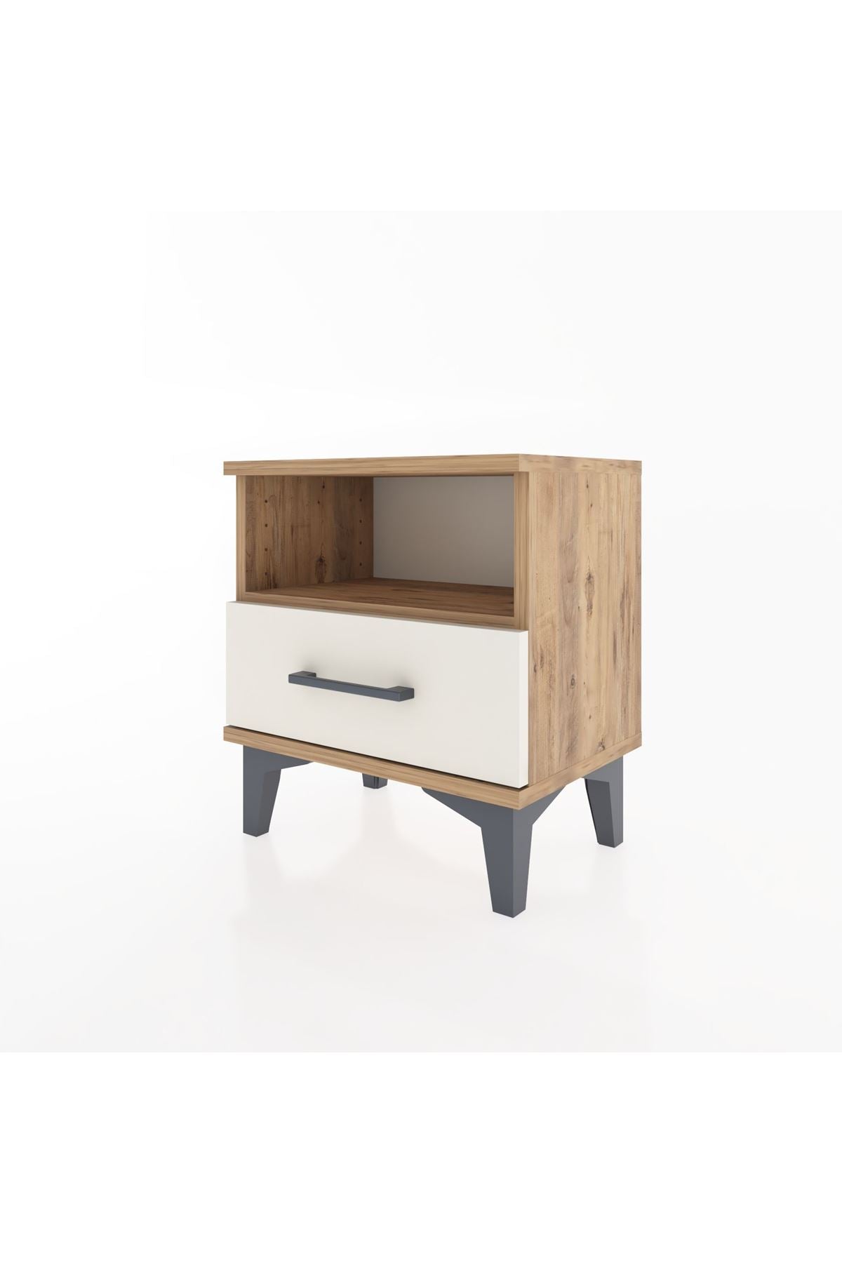 Arges Komodin Tek Raflı Tek Çekmeceli 44x30x48 Çam-Aytaşı