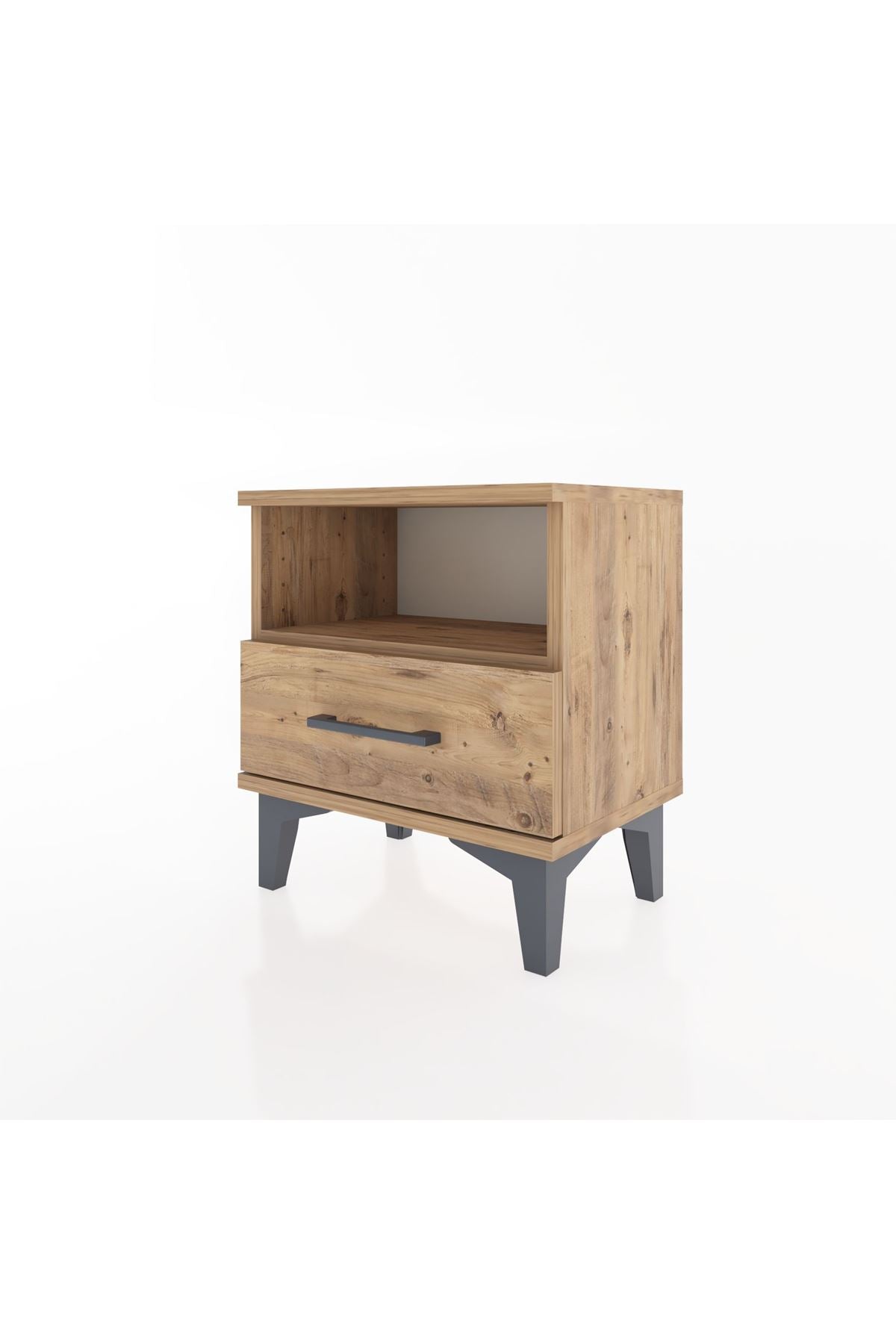 Arges Komodin Tek Raflı Tek Çekmeceli 44x30x48 Çam-Çam