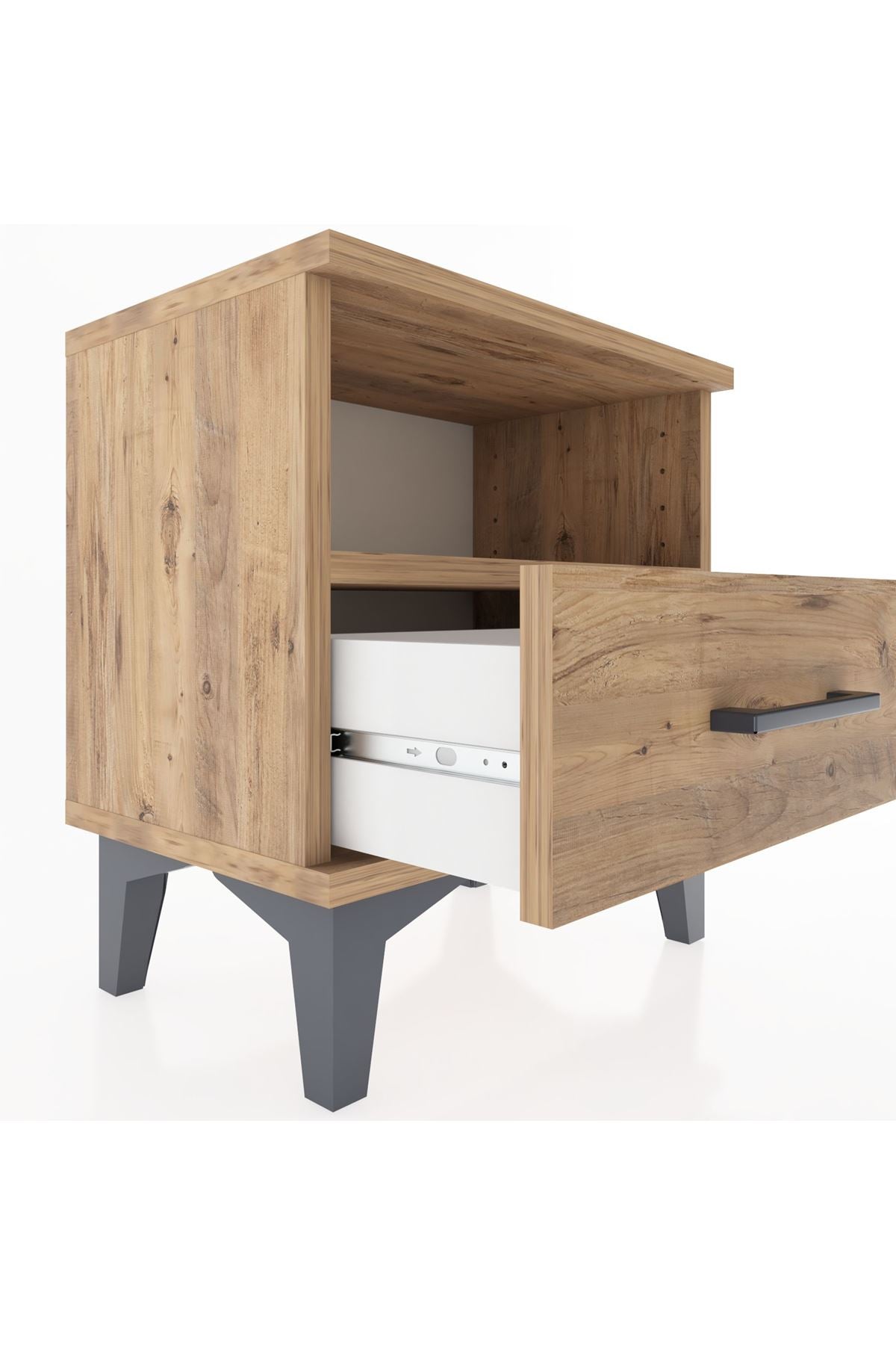 Arges Komodin Tek Raflı Tek Çekmeceli 44x30x48 Çam-Çam