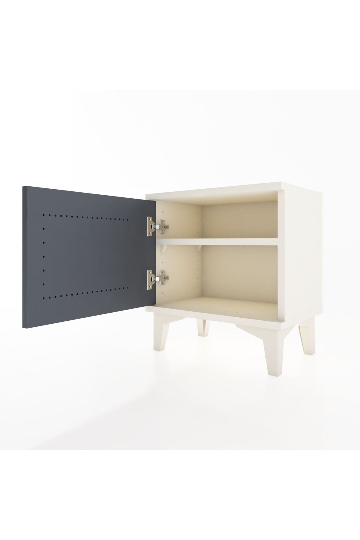 Arges Komodin Tek Raflı Tek Kapaklı 44x30x48 Aytaşı-Antrasit