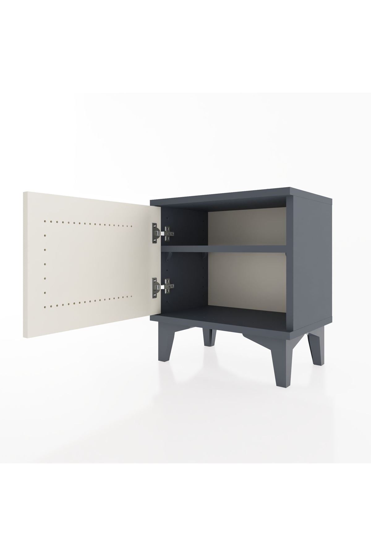 Arges Komodin Tek Raflı Tek Kapaklı 44x30x48 Antrasit-Aytaşı