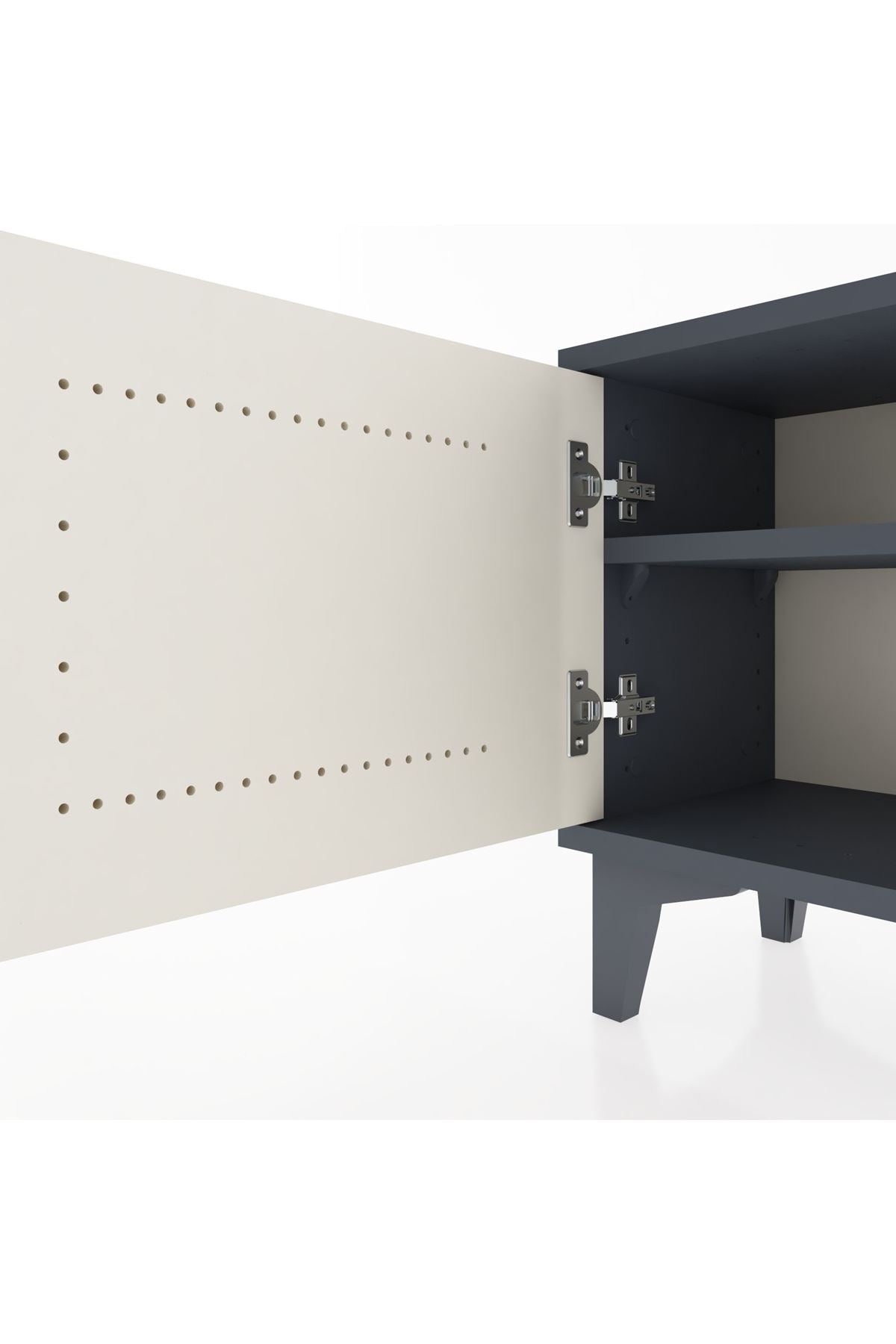 Arges Komodin Tek Raflı Tek Kapaklı 44x30x48 Antrasit-Aytaşı