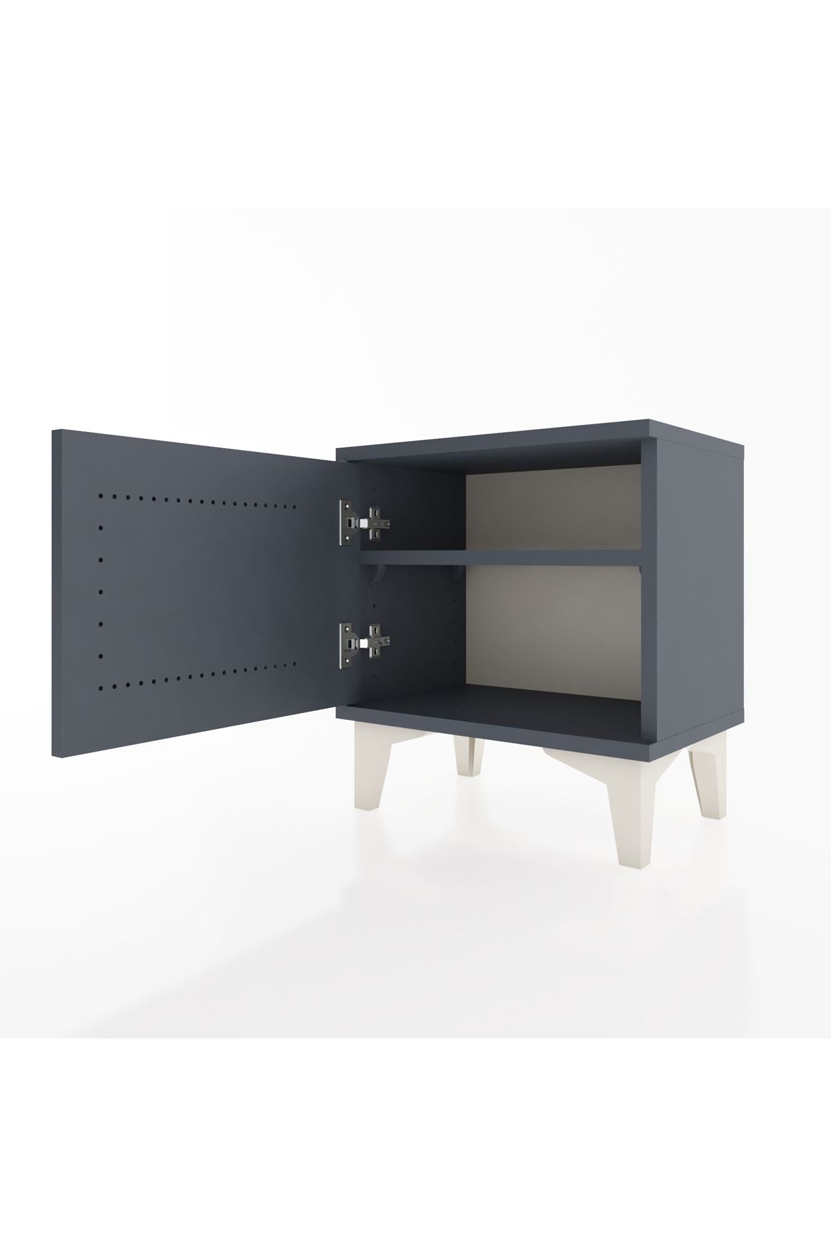 Arges Komodin Tek Raflı Tek Kapaklı 44x30x48 Antrasit-Antrasit