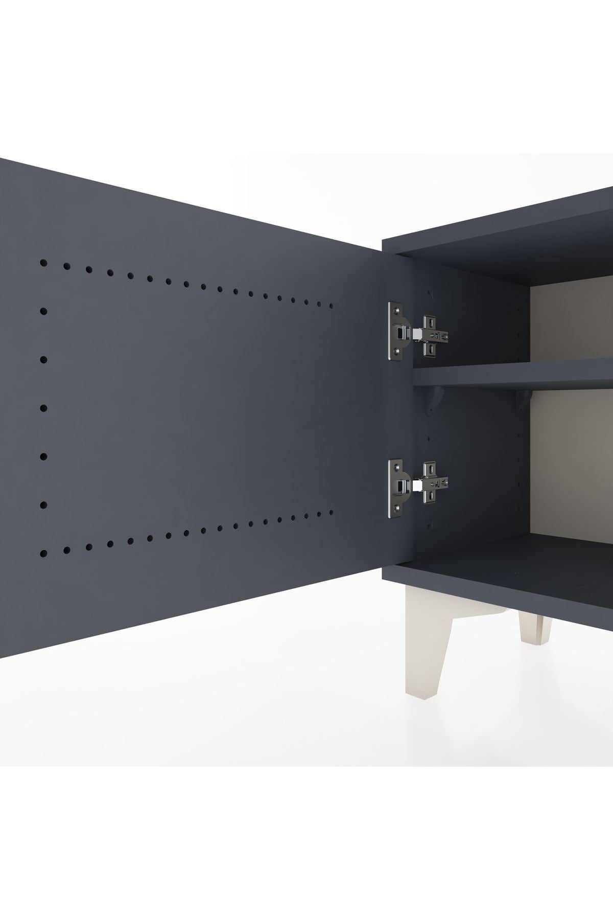 Arges Komodin Tek Raflı Tek Kapaklı 44x30x48 Antrasit-Antrasit