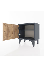 Arges Komodin Tek Raflı Tek Kapaklı 44x30x48 Antrasit-Çam