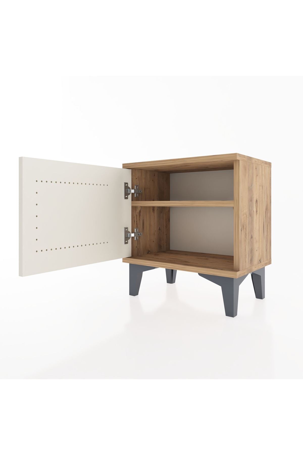 Arges Komodin Tek Raflı Tek Kapaklı 44x30x48 Çam-Aytaşı