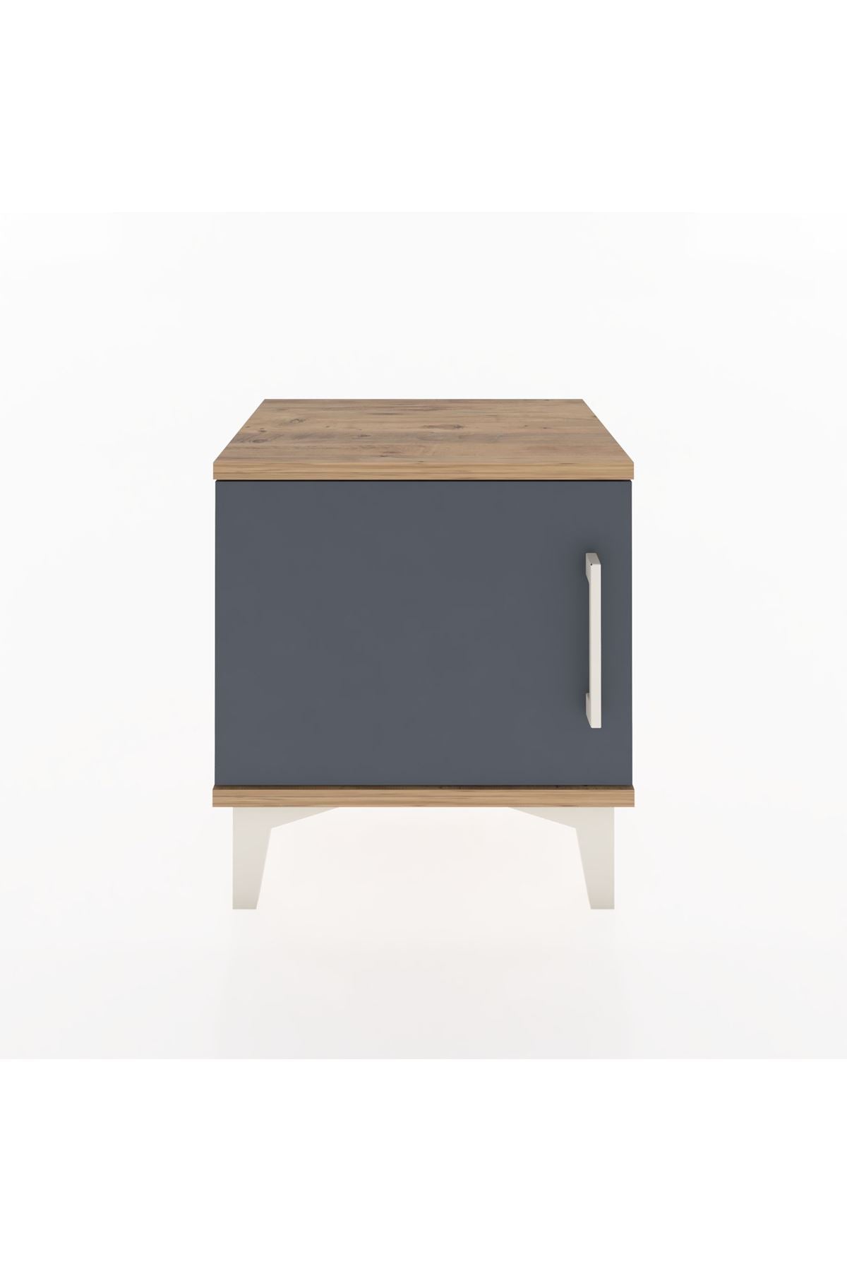 Arges Komodin Tek Raflı Tek Kapaklı 44x30x48 Çam-Antrasit