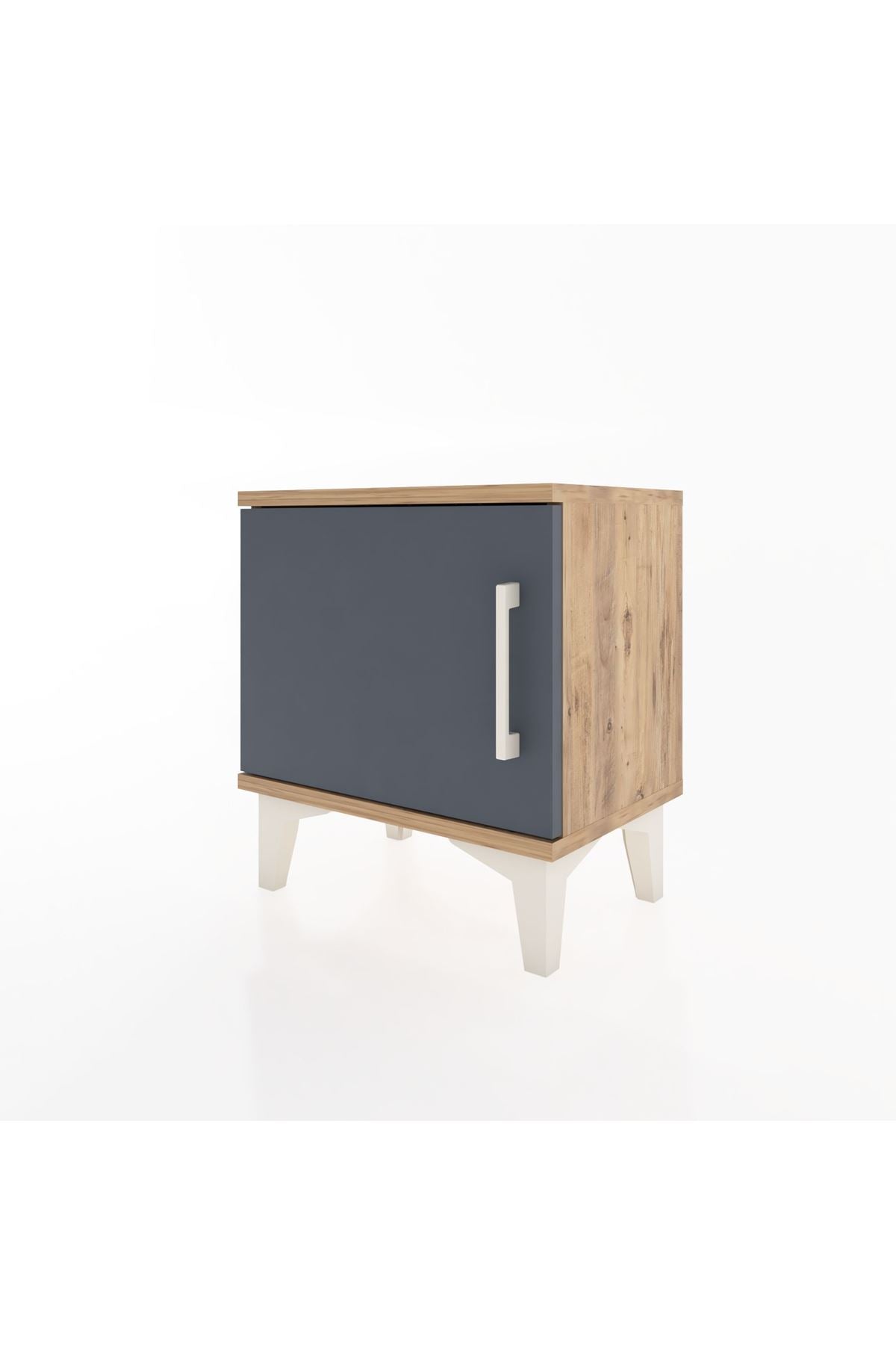 Arges Komodin Tek Raflı Tek Kapaklı 44x30x48 Çam-Antrasit