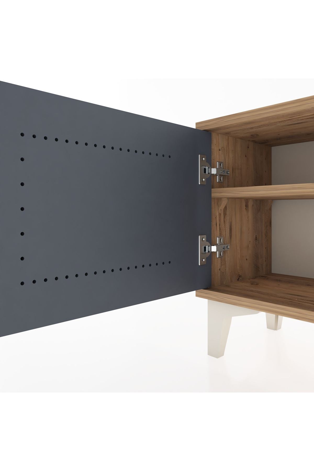 Arges Komodin Tek Raflı Tek Kapaklı 44x30x48 Çam-Antrasit