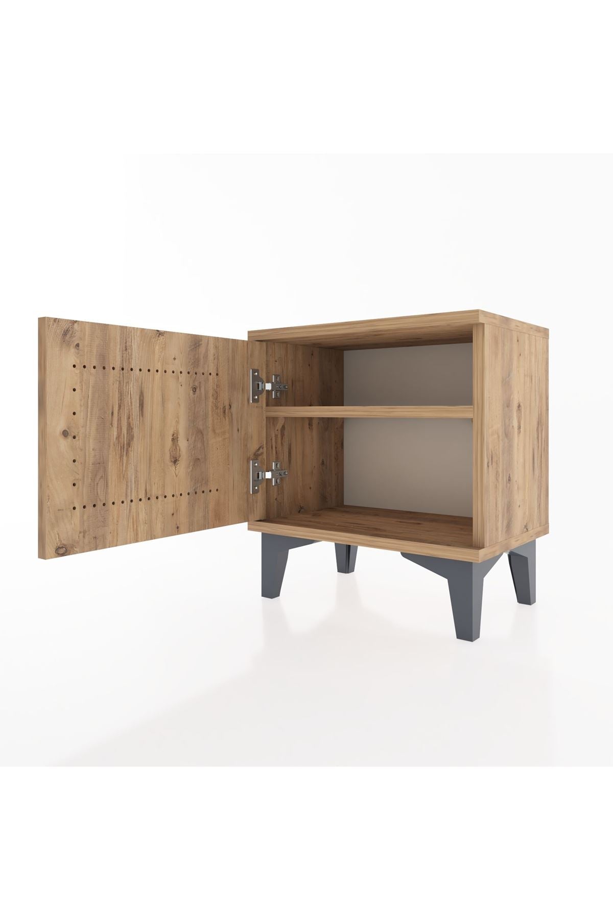 Arges Komodin Tek Raflı Tek Kapaklı 44x30x48 Çam-Çam