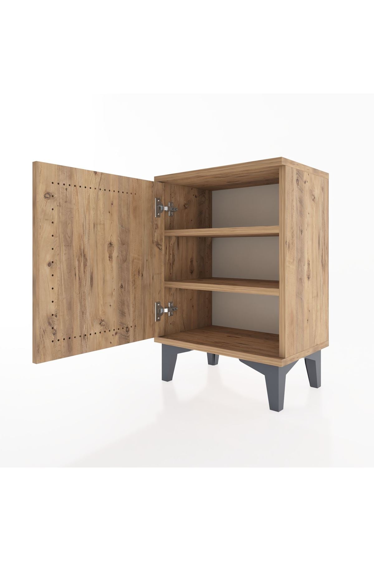 Arges Komodin 2 Raflı Tek Kapaklı 44x30x64 Çam-Çam