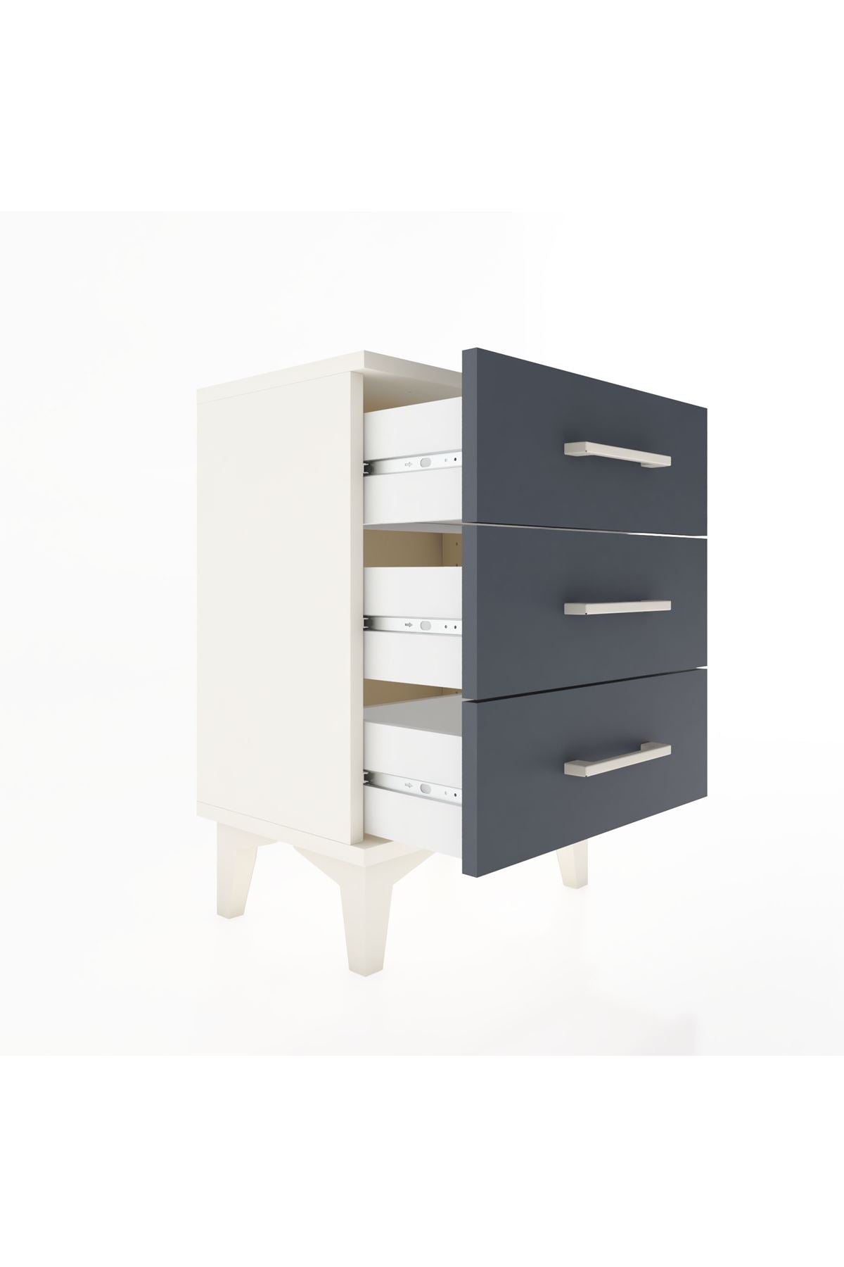 Arges Komodin 3 Çekmeceli 44x30x64 Aytaşı-Antrasit