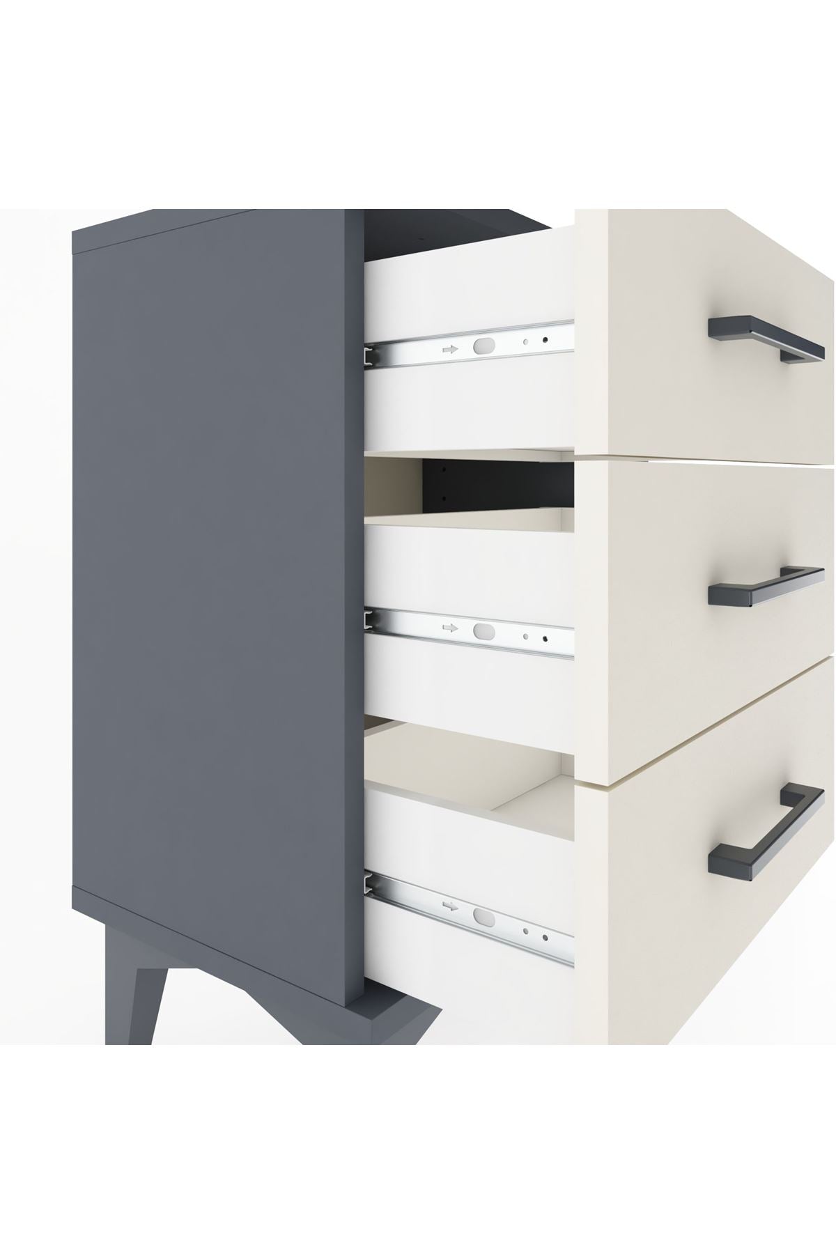 Arges Komodin 3 Çekmeceli 44x30x64 Antrasit-Aytaşı