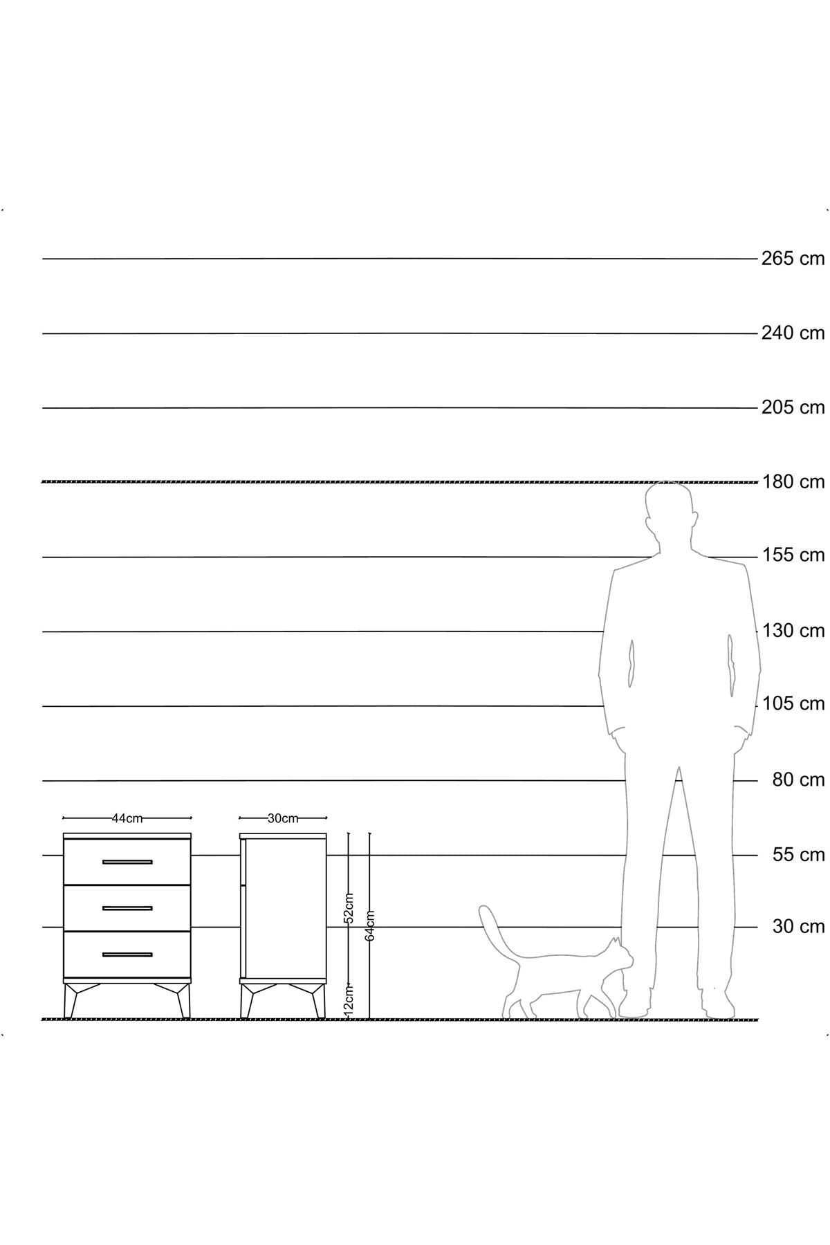 Arges Komodin 3 Çekmeceli 44x30x64 Antrasit-Antrasit