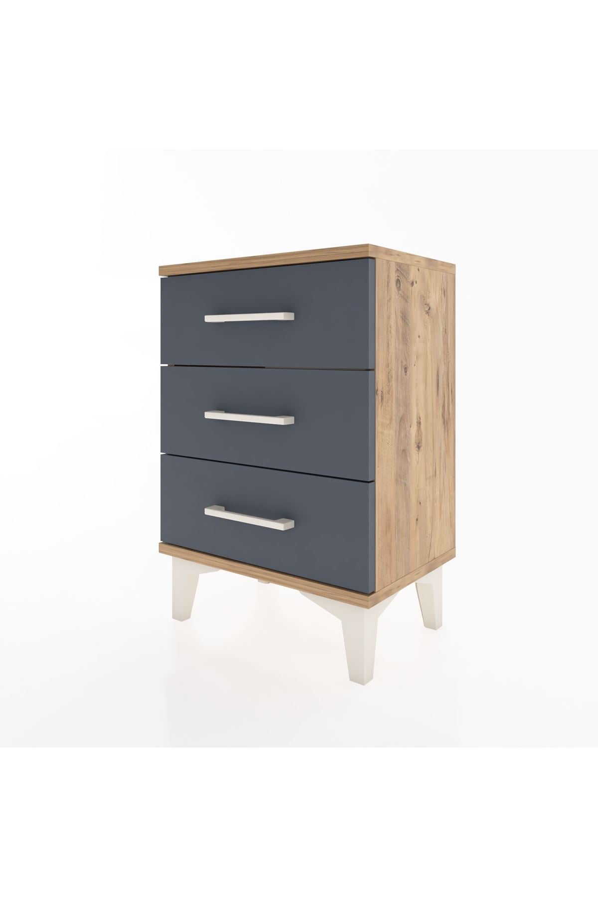 Arges Komodin 3 Çekmeceli 44x30x64 Çam-Antrasit