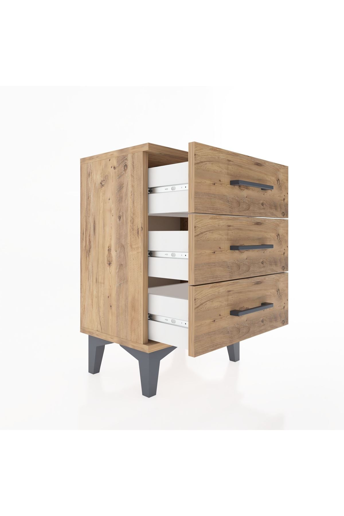 Arges Komodin 3 Çekmeceli 44x30x64 Çam-Çam