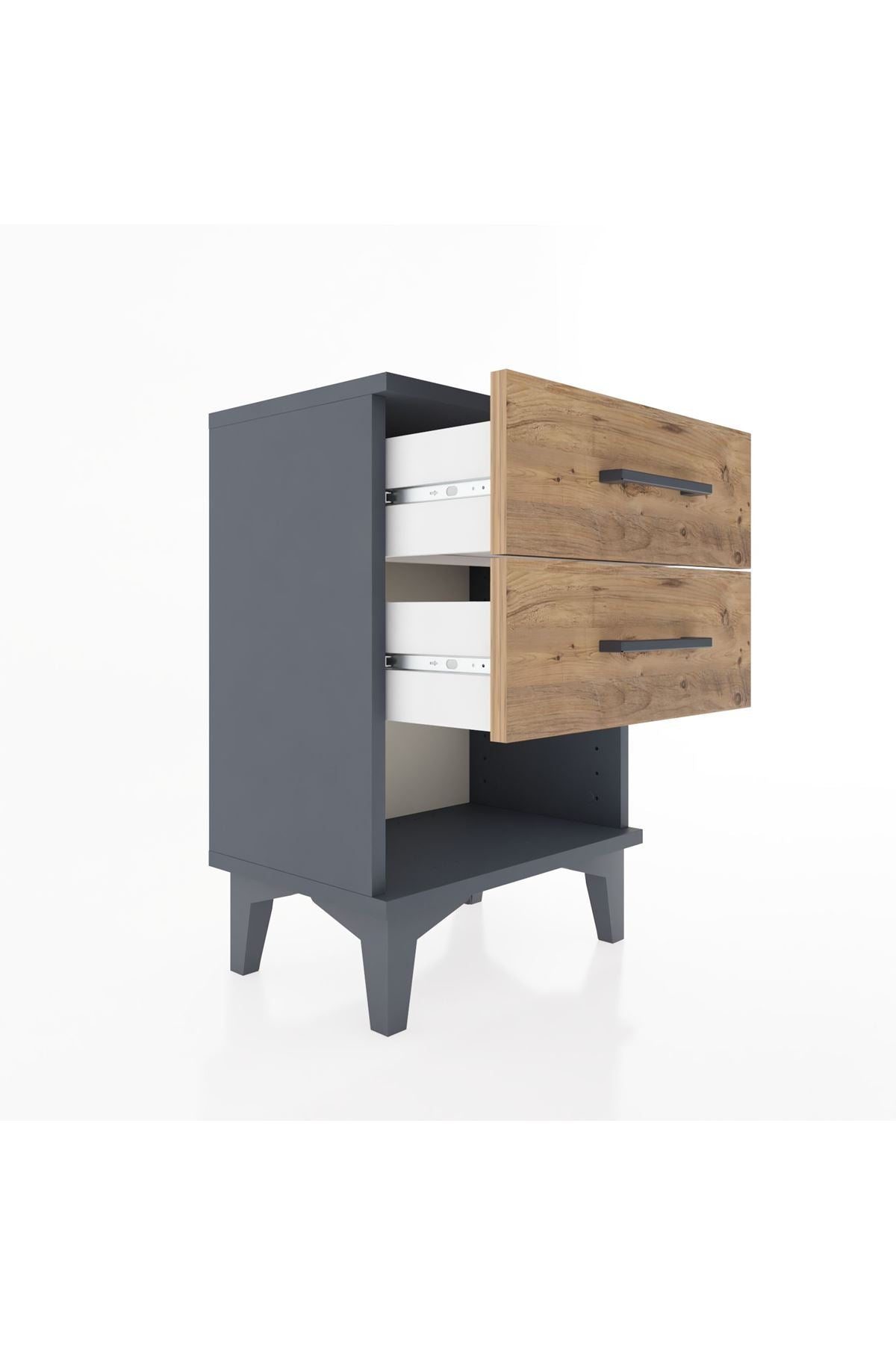 Arges Komodin 2 Çekmeceli 44x30x64 Antrasit-Çam