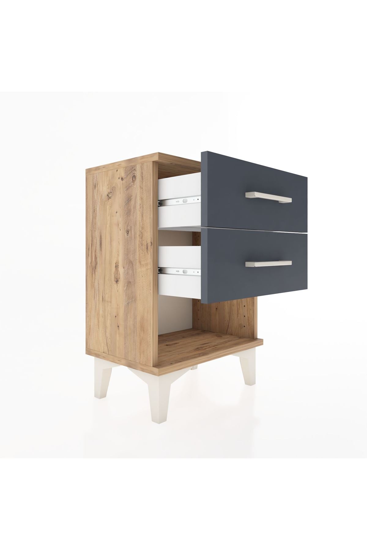 Arges Komodin 2 Çekmeceli 44x30x64 Çam-Antrasit