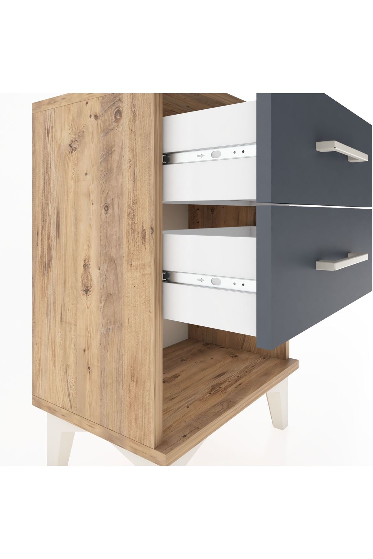 Arges Komodin 2 Çekmeceli 44x30x64 Çam-Antrasit