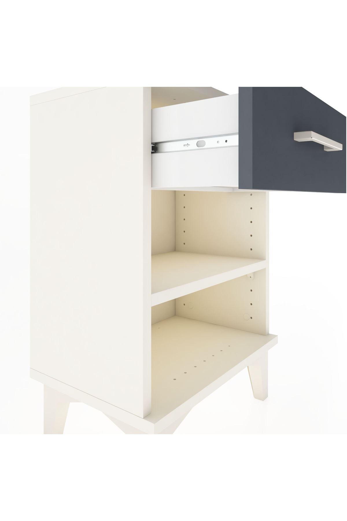 Arges Komodin Tek Raflı Tek Çekmeceli 44x30x64 Aytaşı-Antrasit