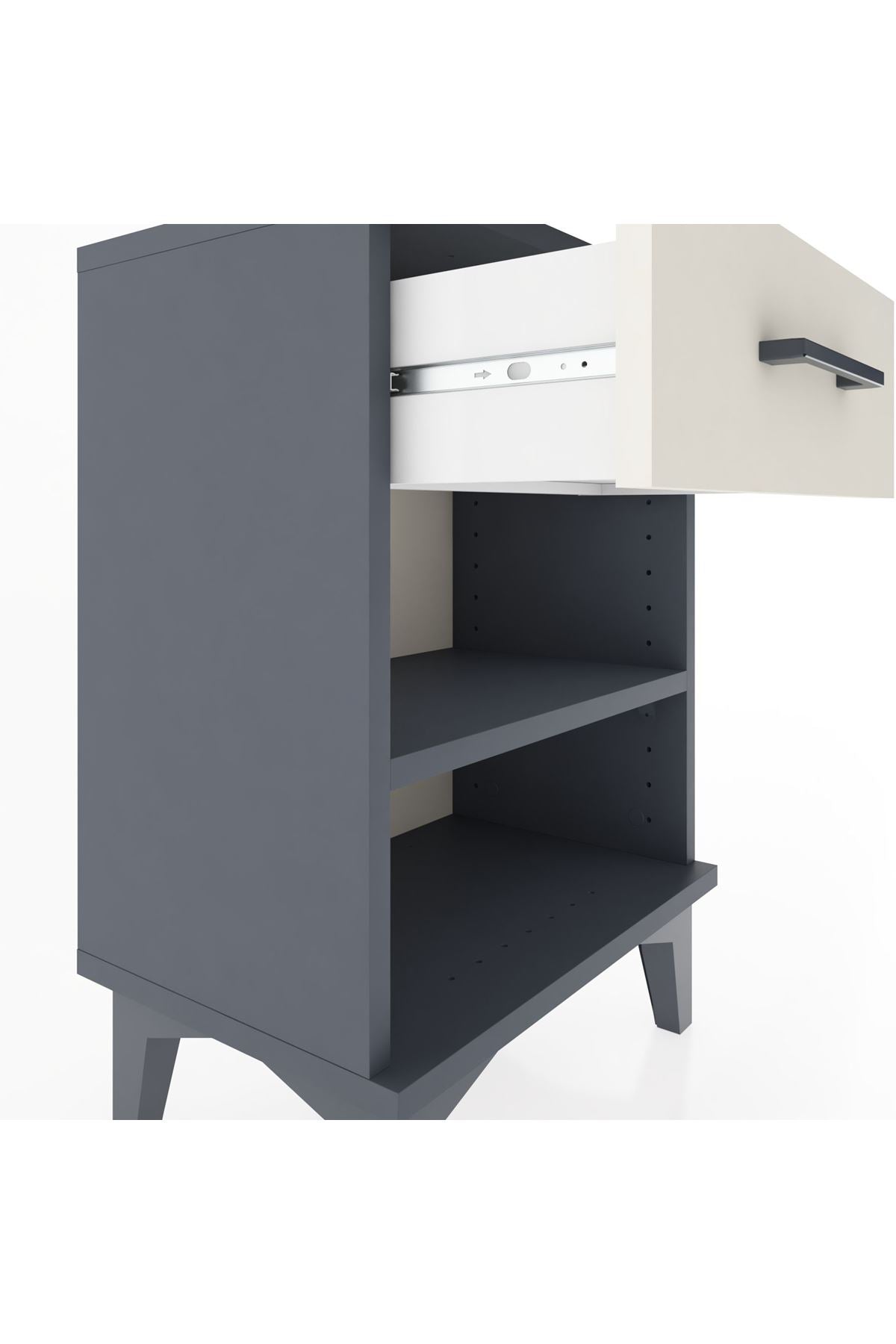 Arges Komodin Tek Raflı Tek Çekmeceli 44x30x64 Antrasit-Aytaşı