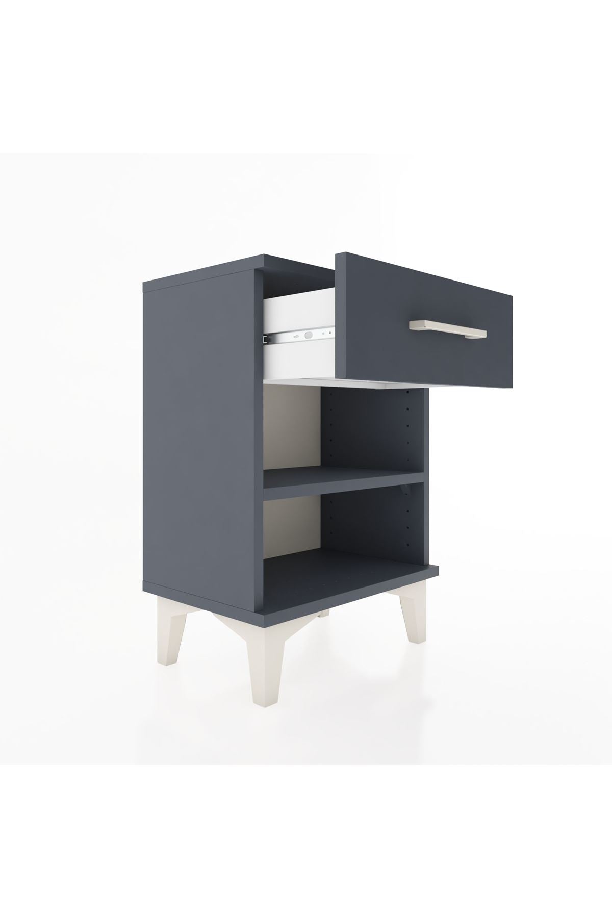 Arges Komodin Tek Raflı Tek Çekmeceli 44x30x64 Antrasit-Antrasit