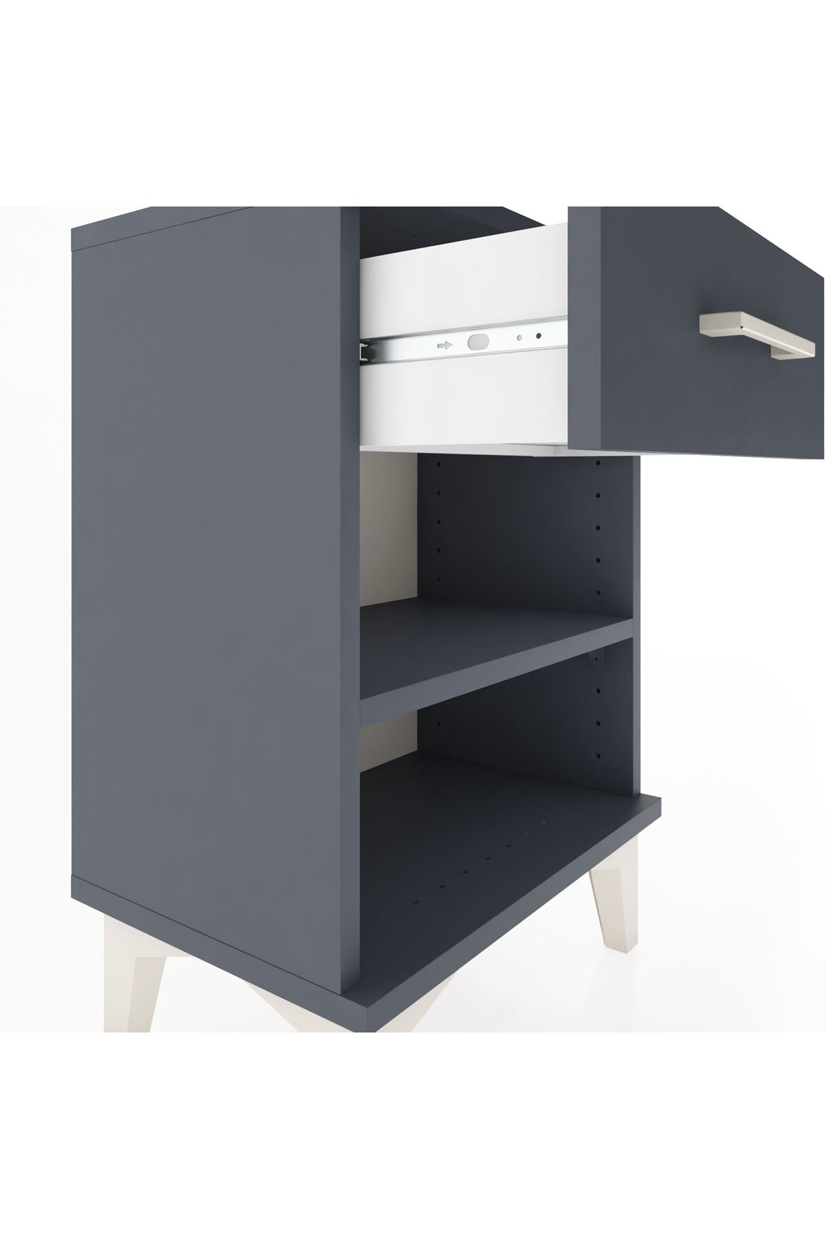 Arges Komodin Tek Raflı Tek Çekmeceli 44x30x64 Antrasit-Antrasit