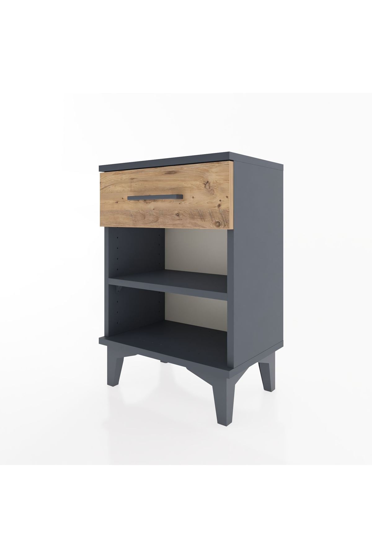 Arges Komodin Tek Raflı Tek Çekmeceli 44x30x64 Antrasit-Çam