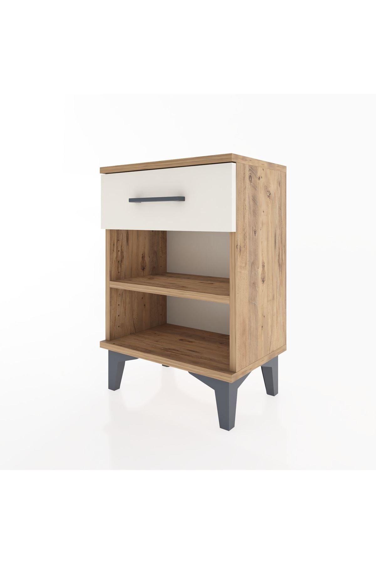 Arges Komodin Tek Raflı Tek Çekmeceli 44x30x64 Çam-Aytaşı