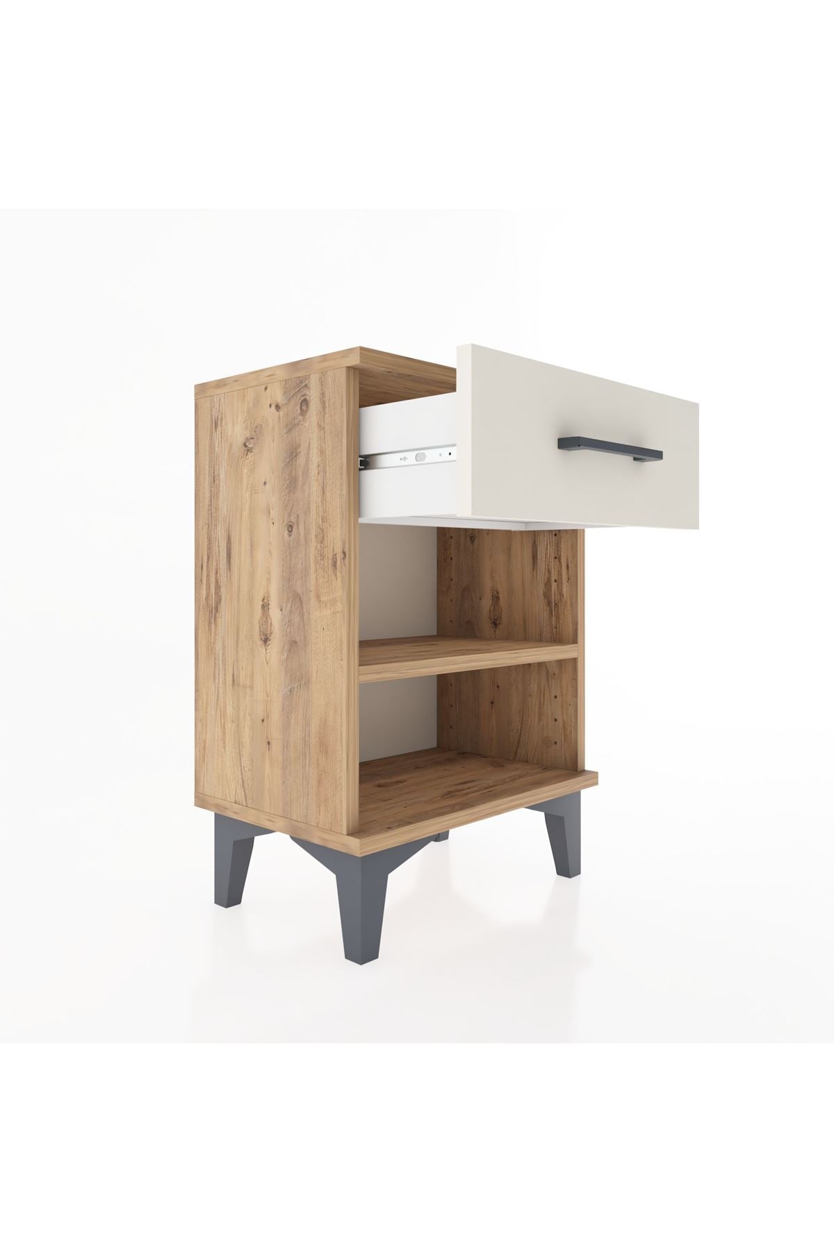 Arges Komodin Tek Raflı Tek Çekmeceli 44x30x64 Çam-Aytaşı