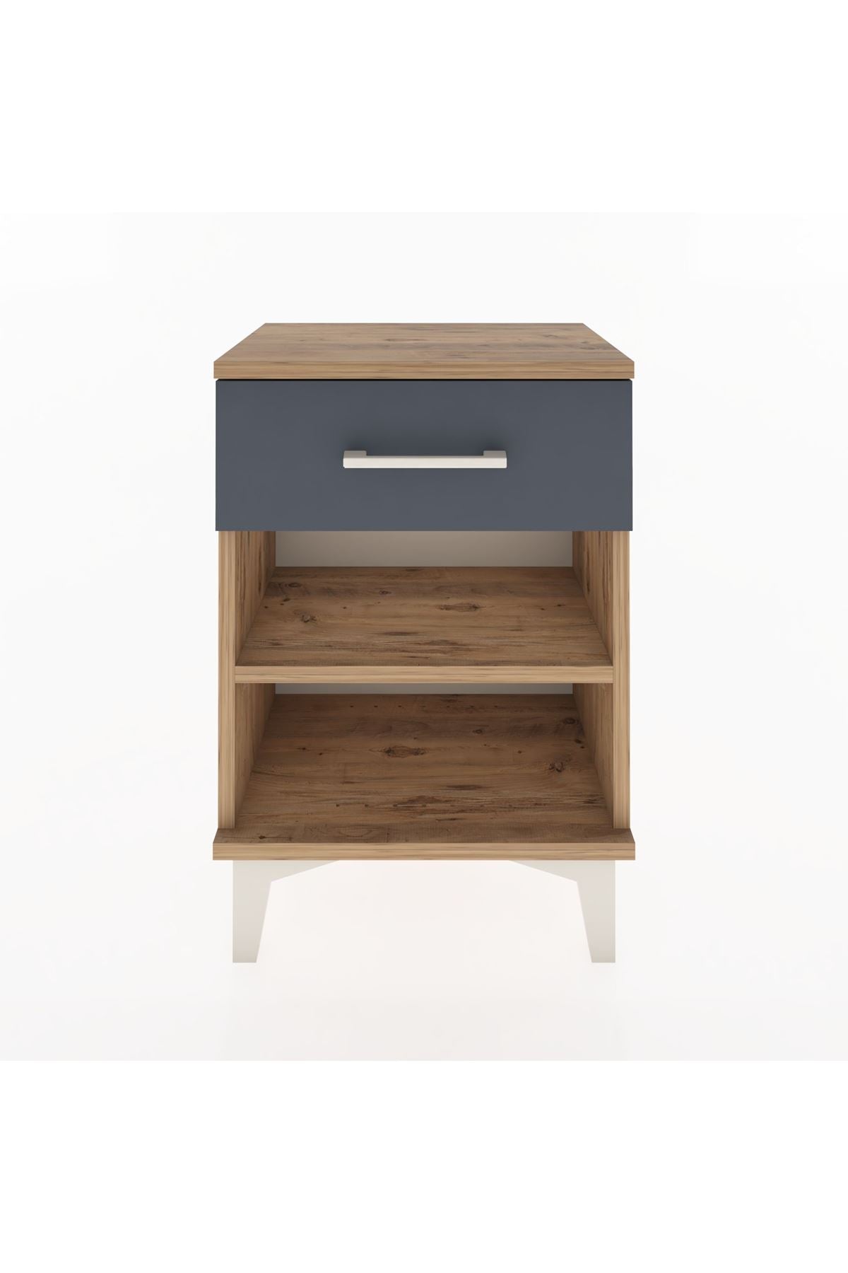 Arges Komodin Tek Raflı Tek Çekmeceli 44x30x64 Çam-Antrasit