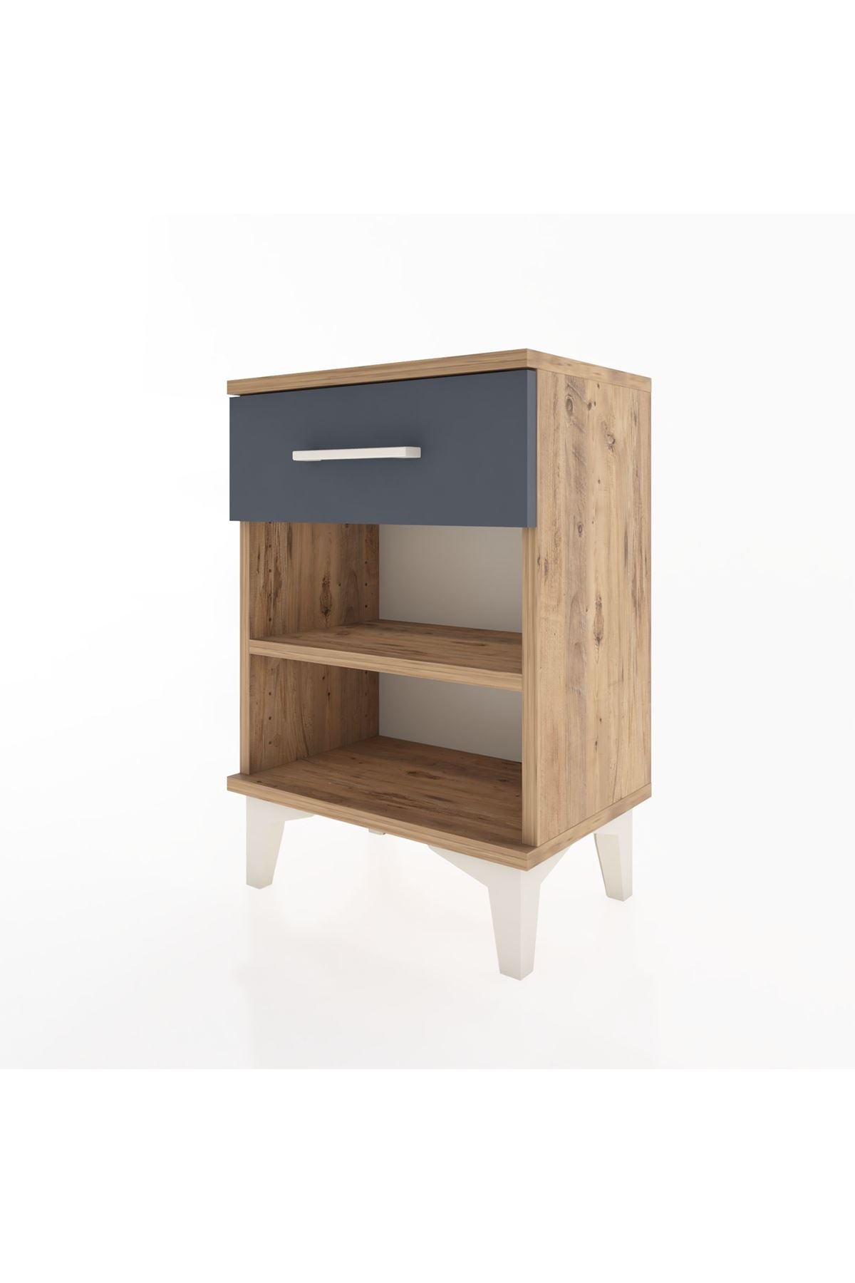 Arges Komodin Tek Raflı Tek Çekmeceli 44x30x64 Çam-Antrasit