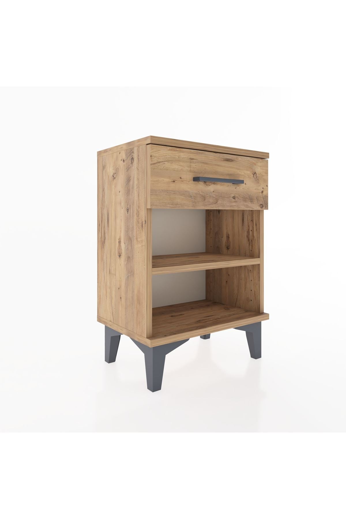 Arges Komodin Tek Raflı Tek Çekmeceli 44x30x64 Çam-Çam