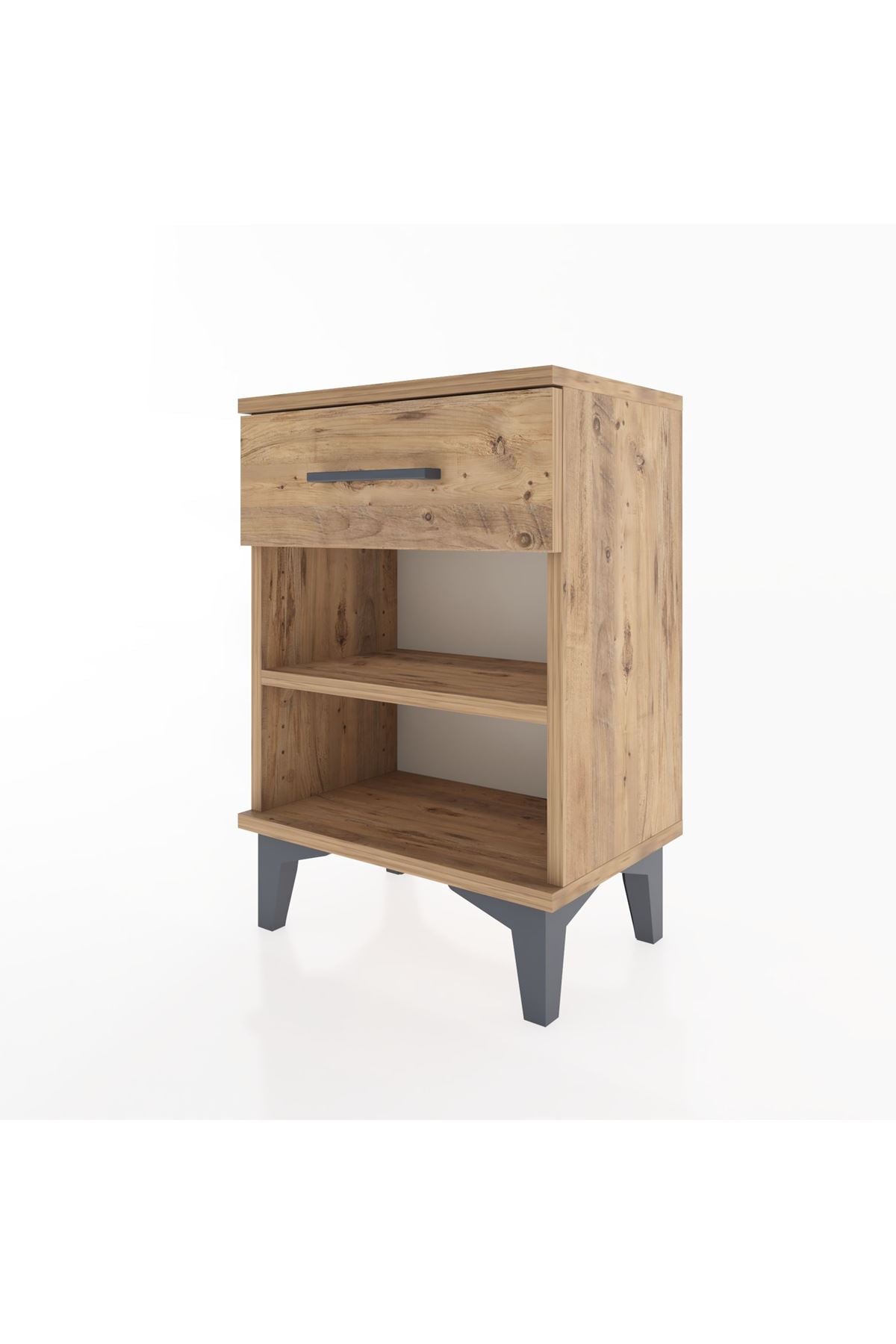 Arges Komodin Tek Raflı Tek Çekmeceli 44x30x64 Çam-Çam