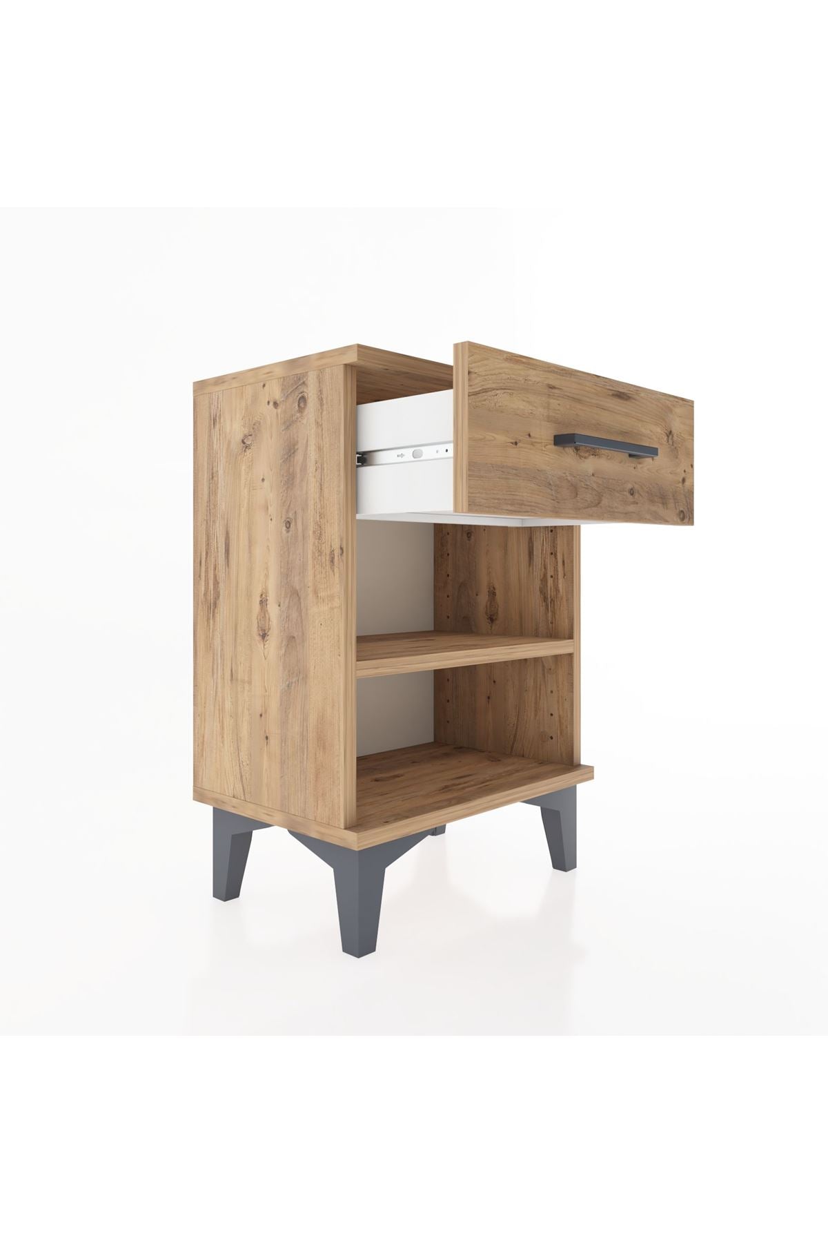 Arges Komodin Tek Raflı Tek Çekmeceli 44x30x64 Çam-Çam