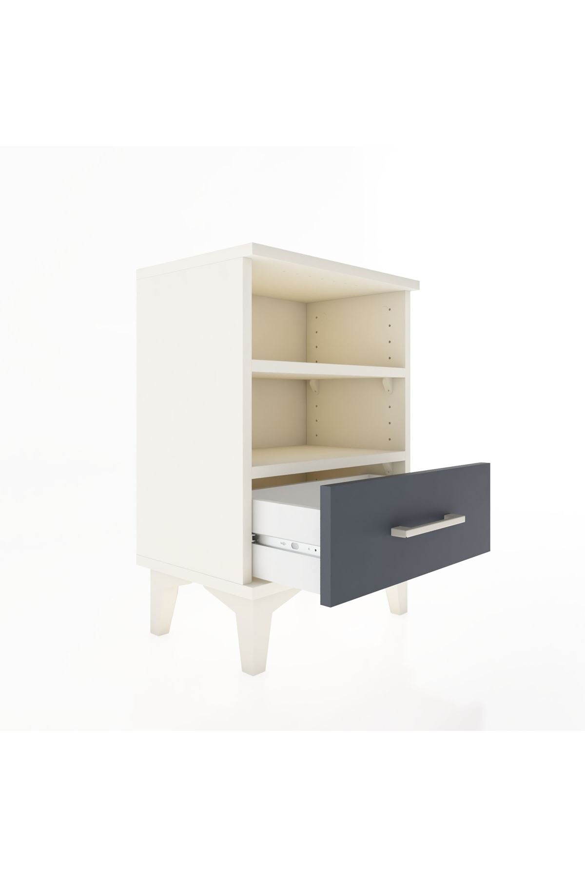 Arges Komodin 2 Raflı Tek Çekmeceli 44x30x64 Aytaşı-Antrasit