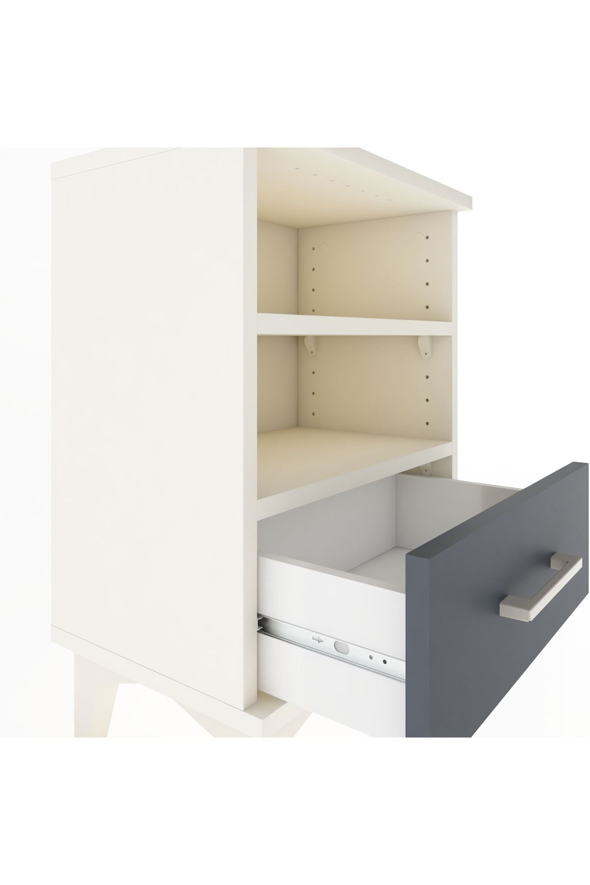 Arges Komodin 2 Raflı Tek Çekmeceli 44x30x64 Aytaşı-Antrasit