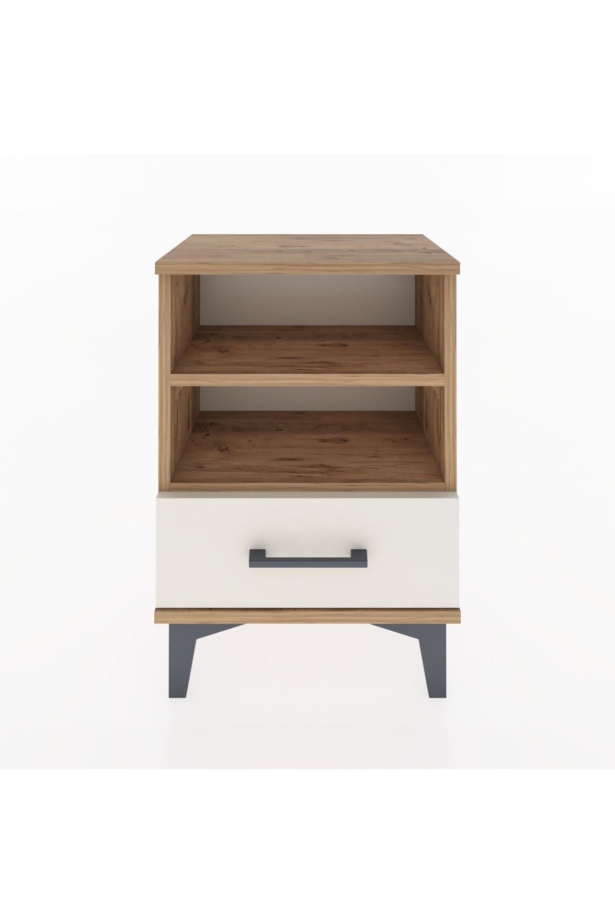 Arges Komodin 2 Raflı Tek Çekmeceli 44x30x64 Çam-Aytaşı