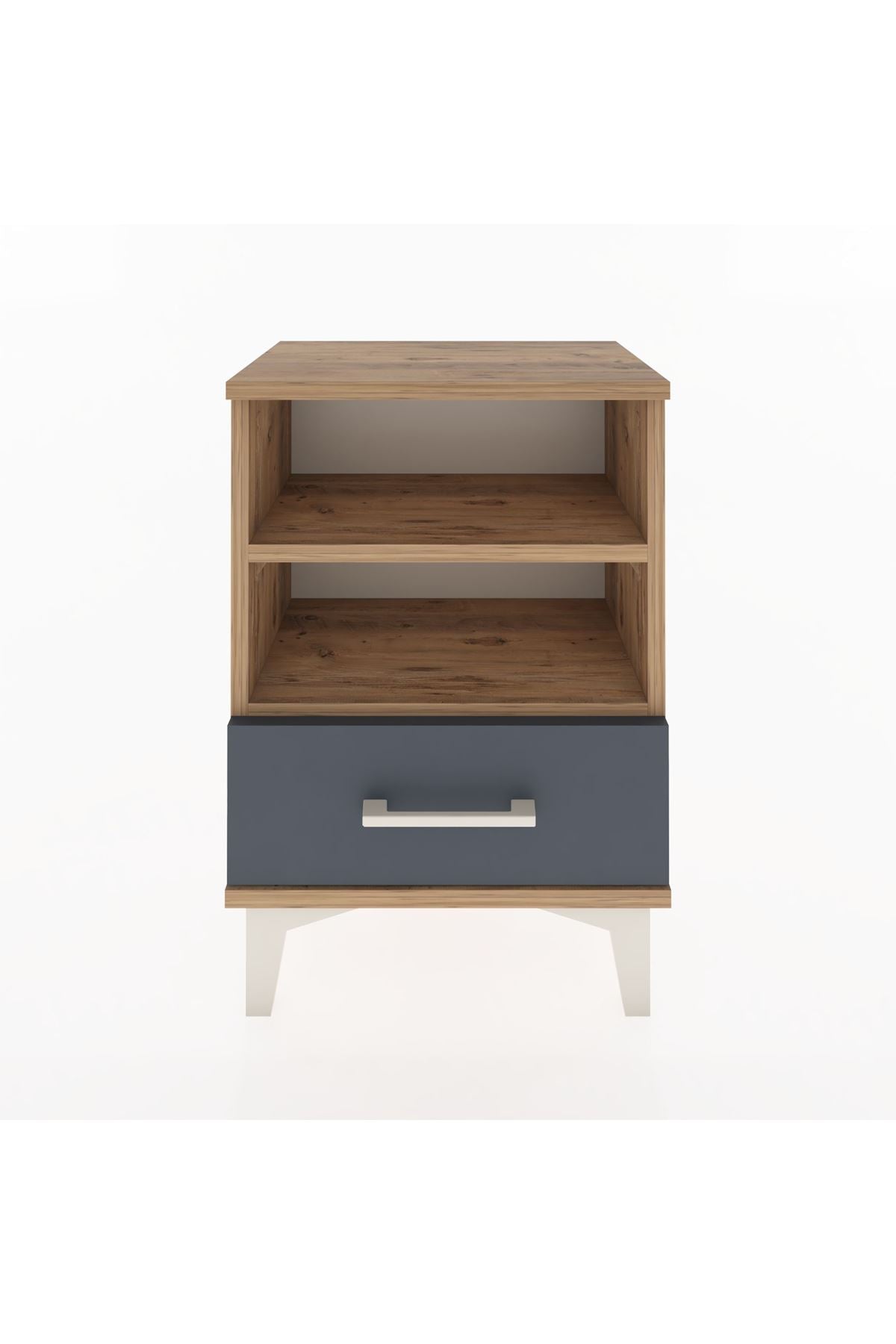 Arges Komodin 2 Raflı Tek Çekmeceli 44x30x64 Çam-Antrasit