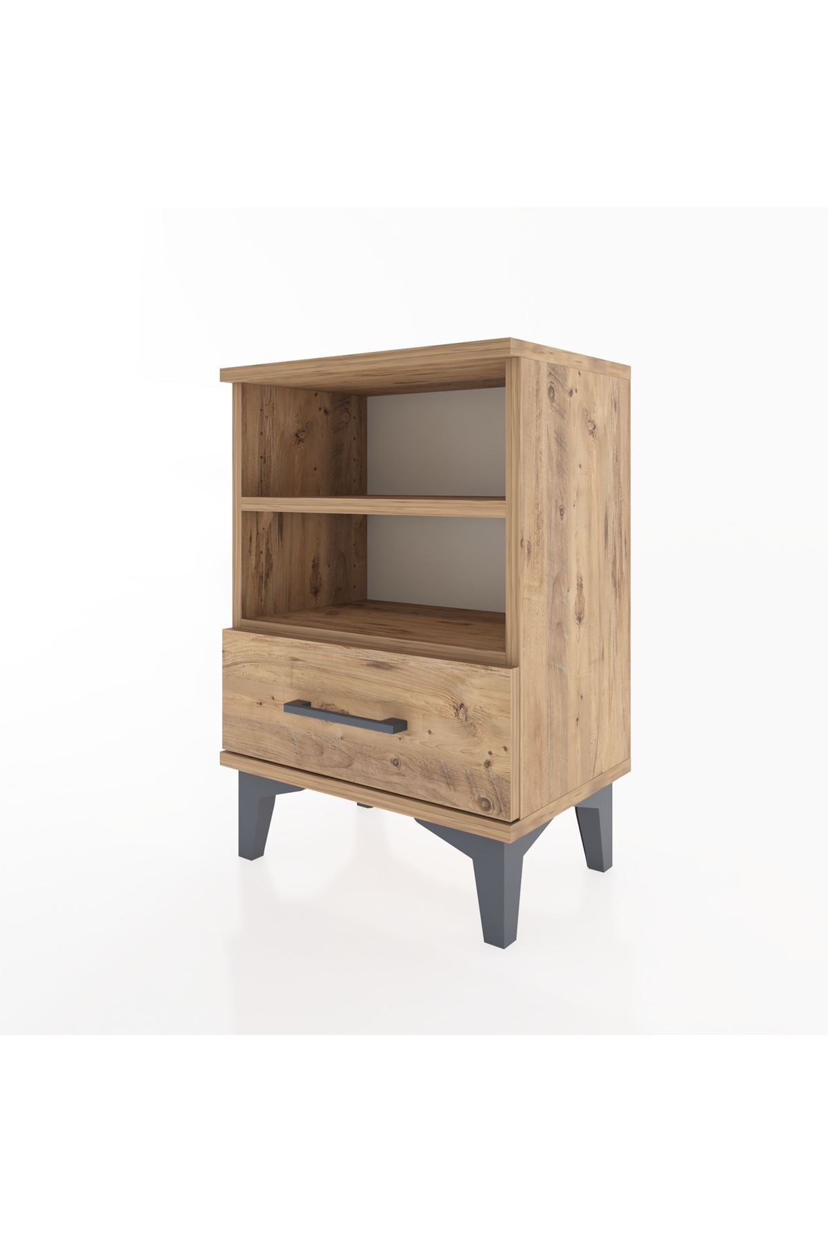 Arges Komodin 2 Raflı Tek Çekmeceli 44x30x64 Çam-Çam