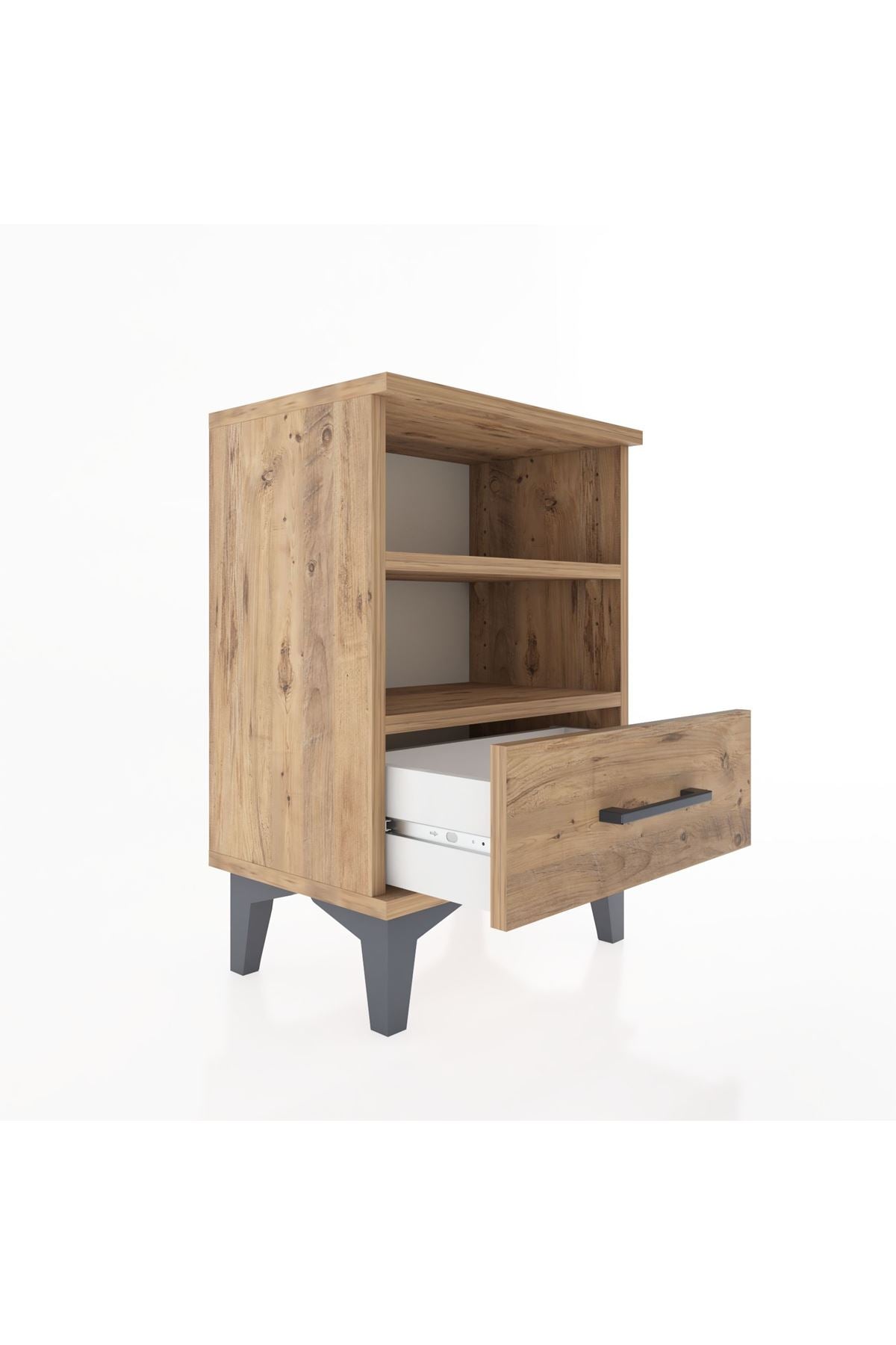 Arges Komodin 2 Raflı Tek Çekmeceli 44x30x64 Çam-Çam